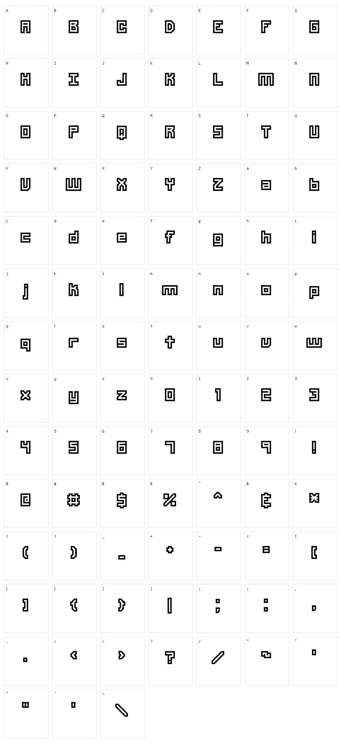 Unlearned Bitmap Character Set