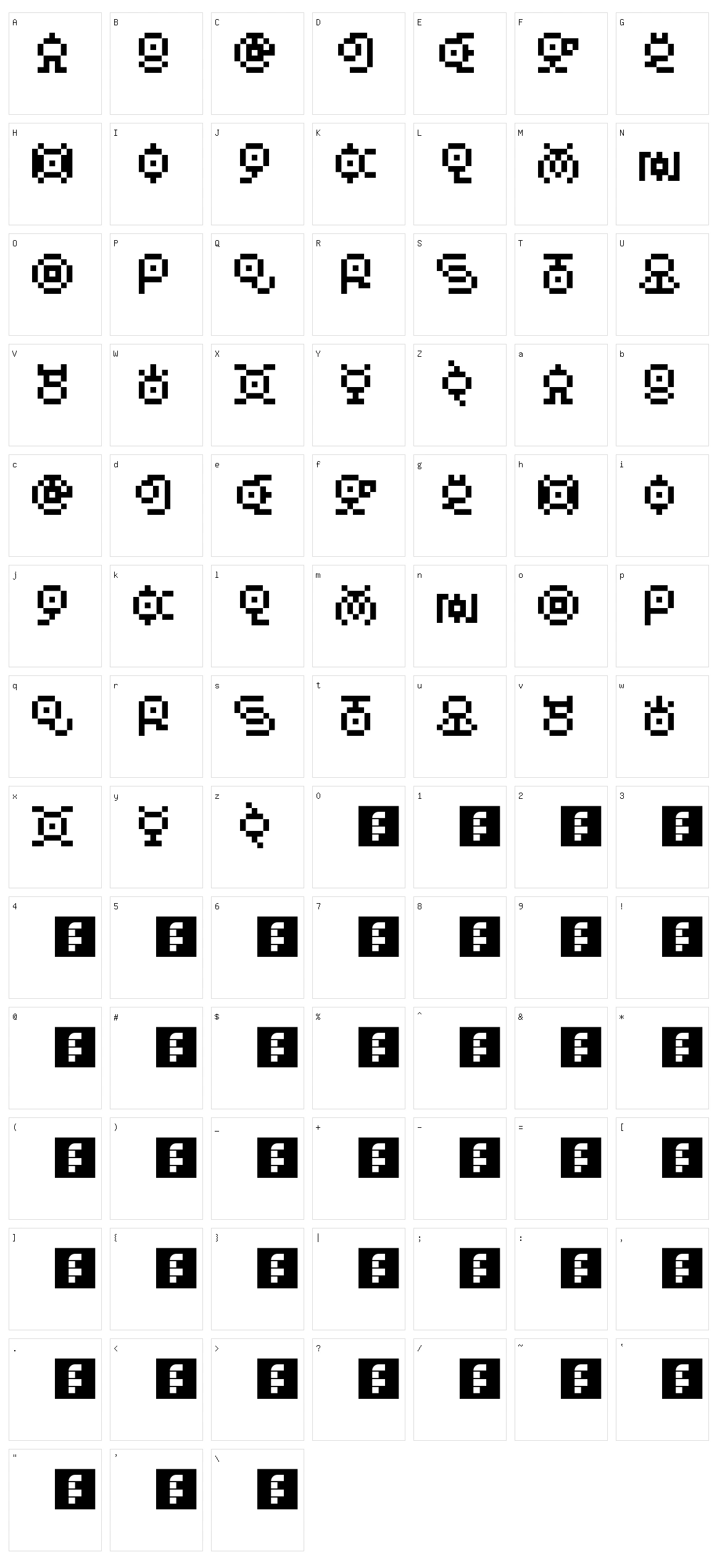Unown GB Character Set
