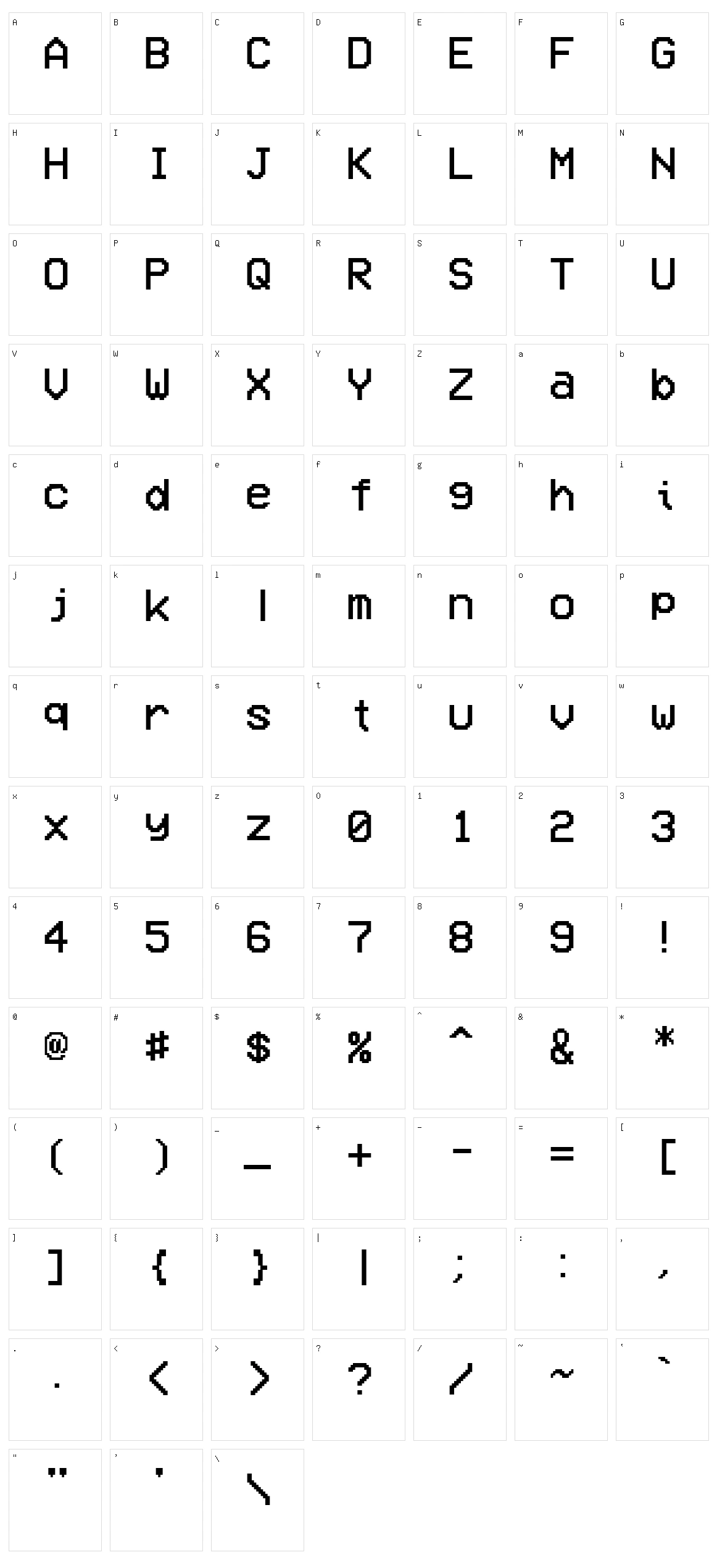 VCR OSD Mono Character Set