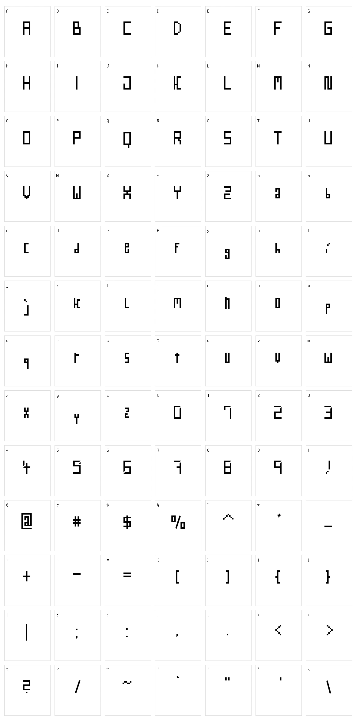 WebPixel Character Set