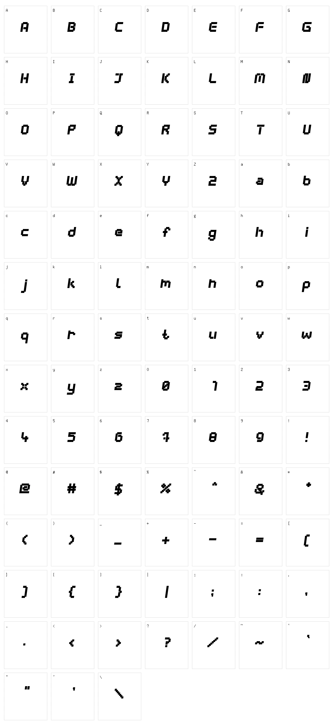 Webpixel Bitmap Character Set