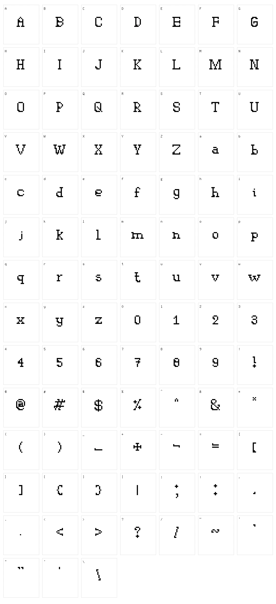 Westington Character Set