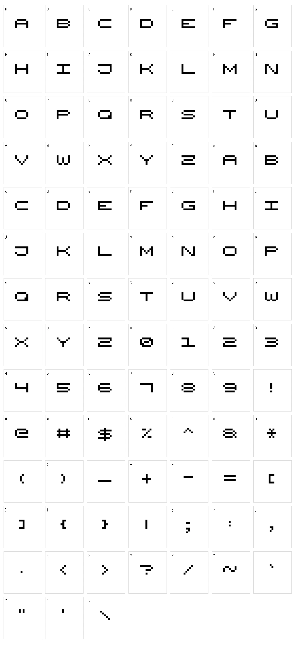 Wide Pixel-7 Character Set