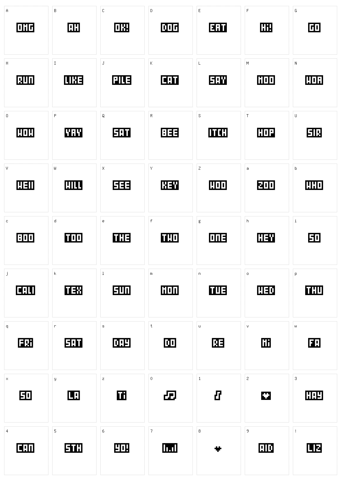 WordBits Character Set