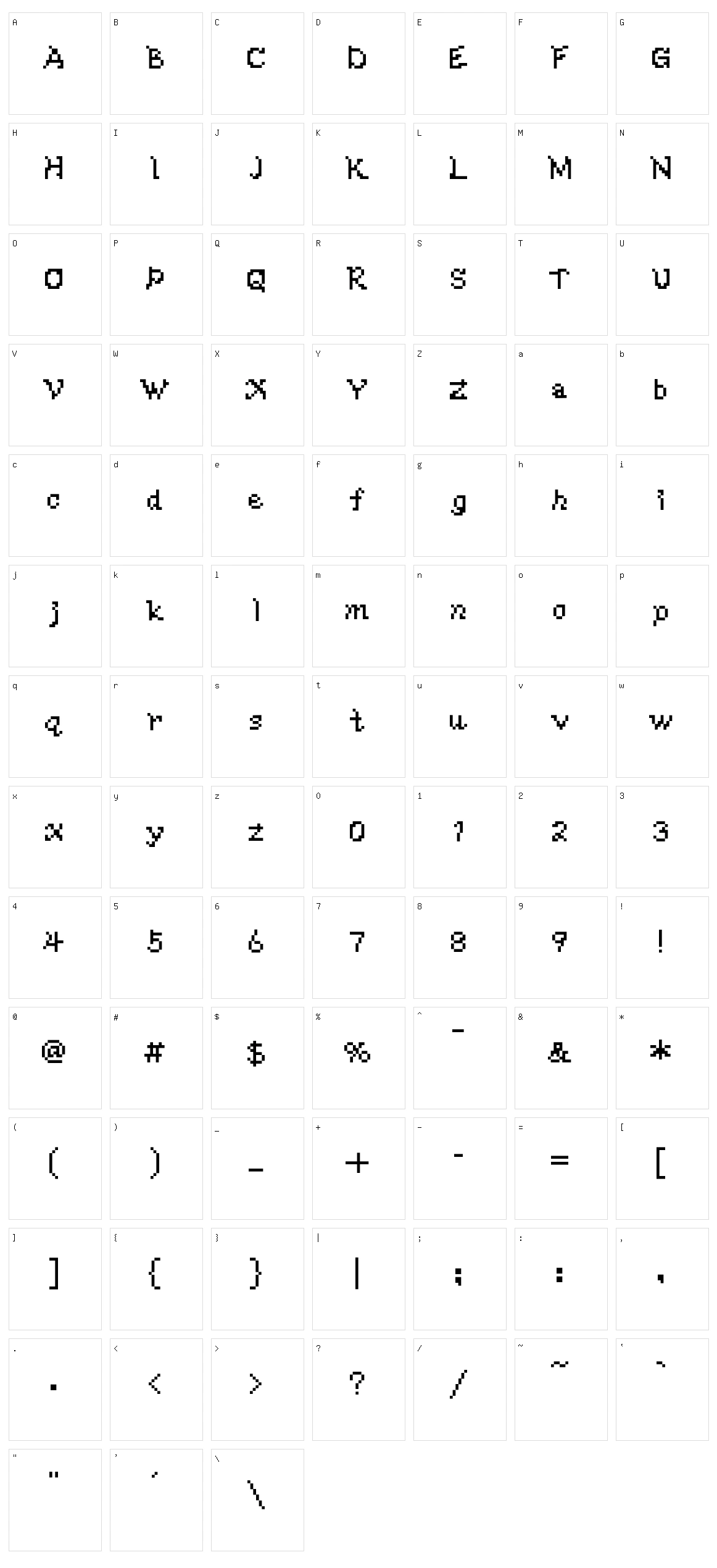 WWareTypeA Character Set
