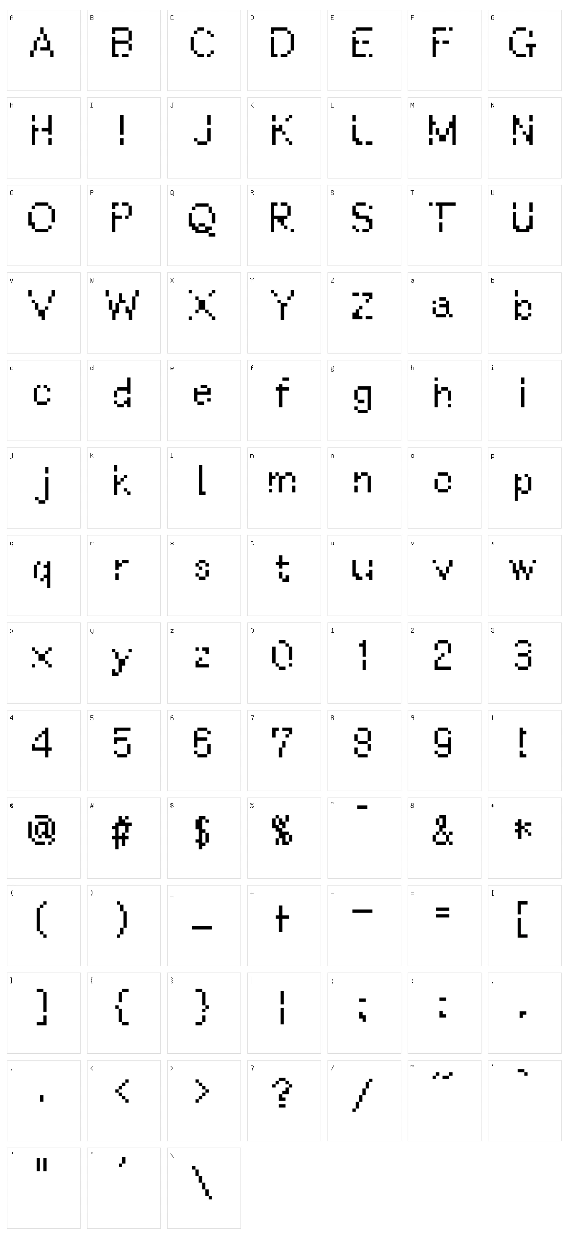 WWareTypeB Character Set