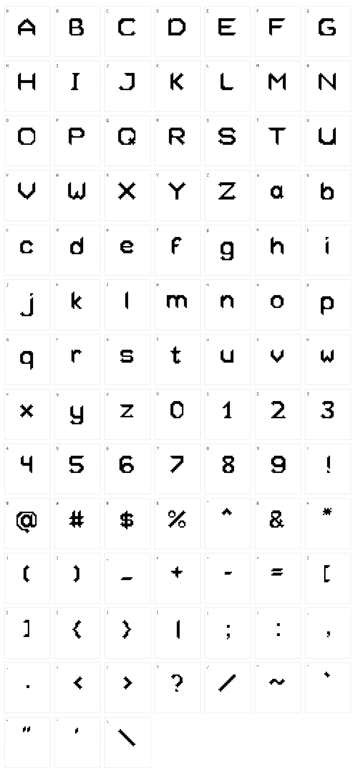 Xeliard Character Set