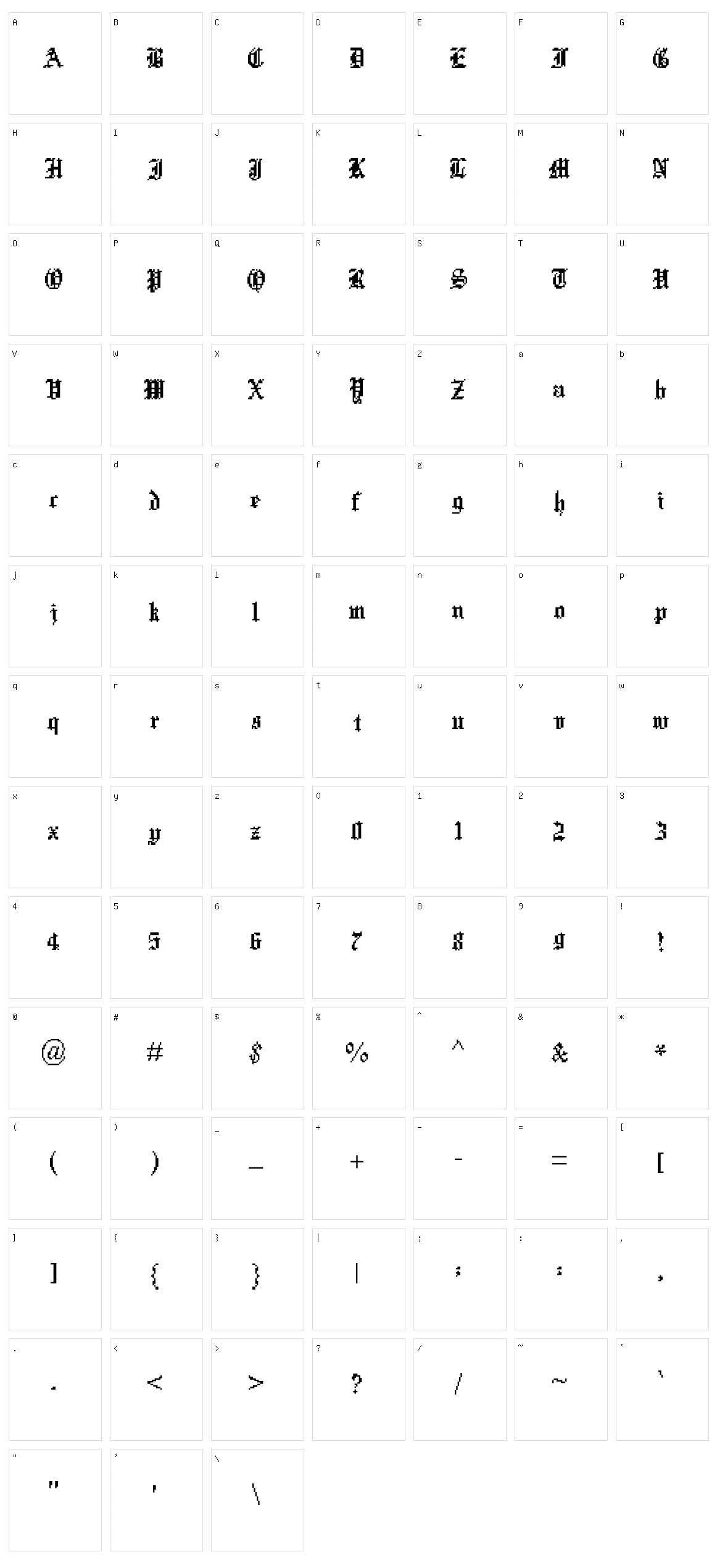 Xentype Character Set