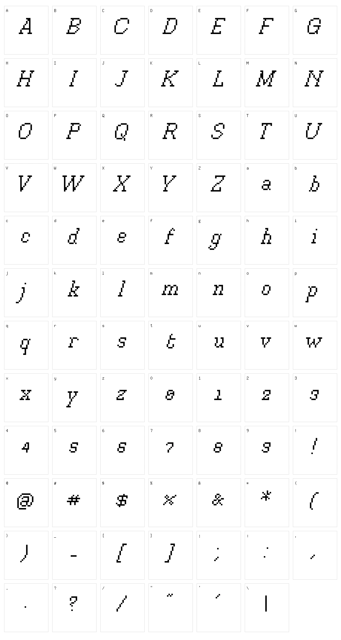 Xilla Character Set