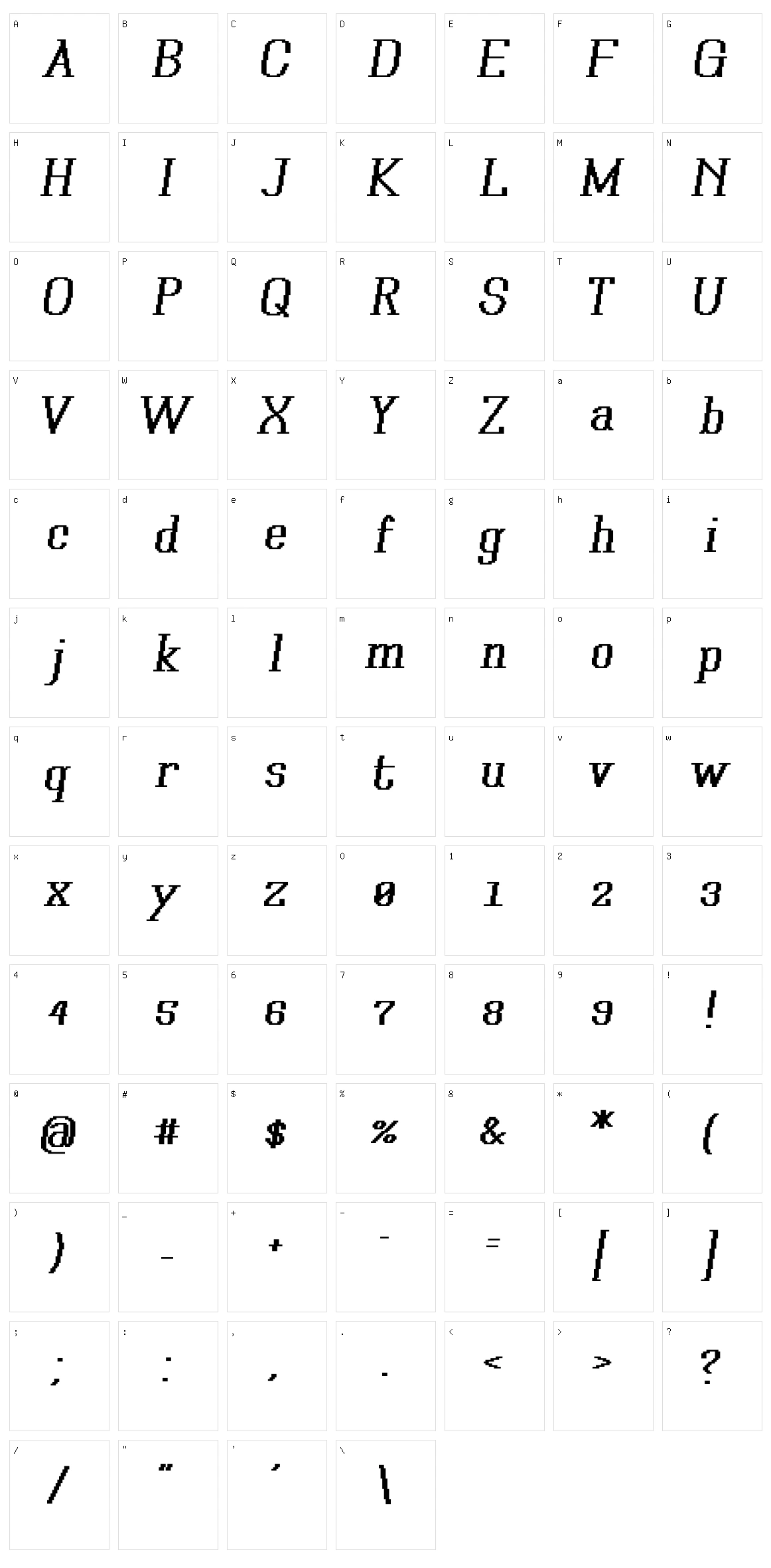 Xilla Pro Character Set