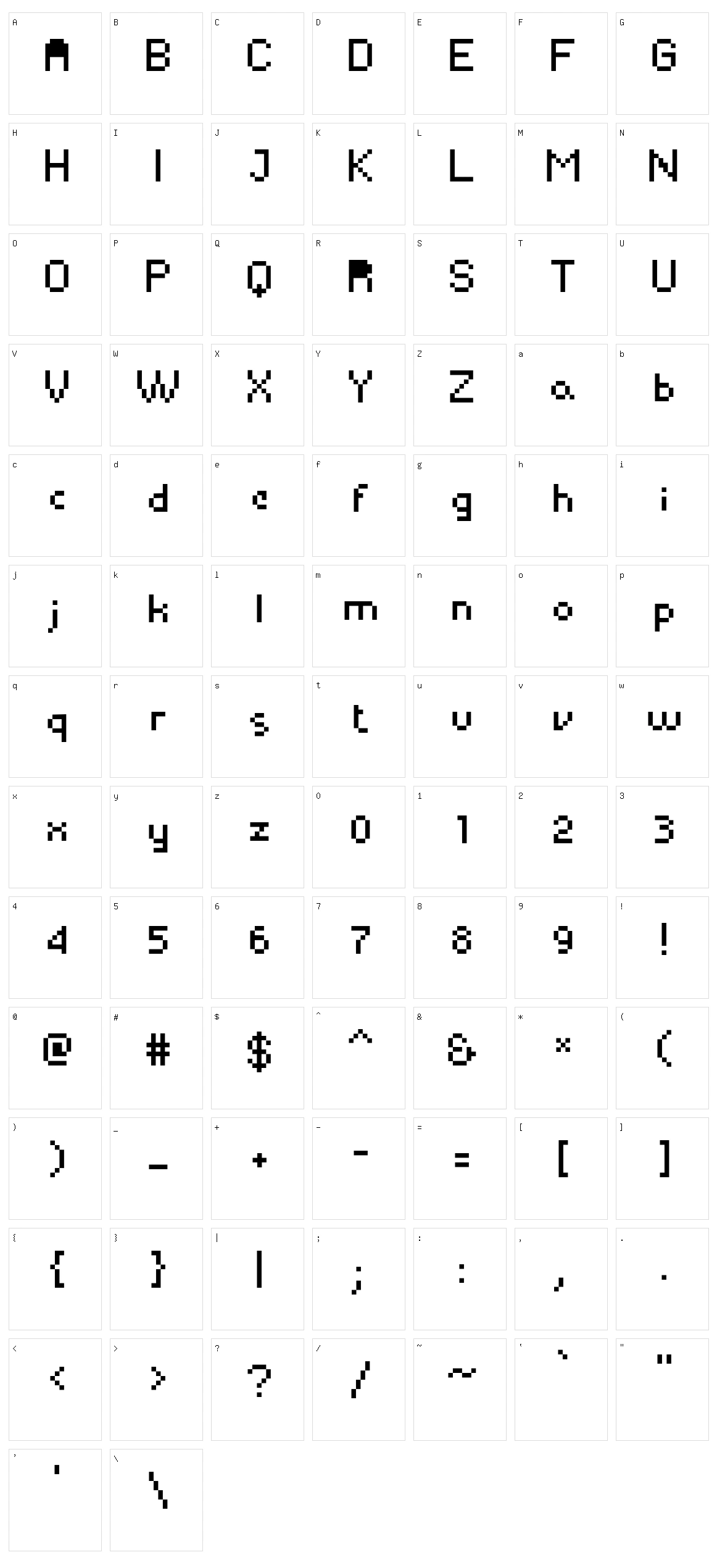 Yapix Character Set