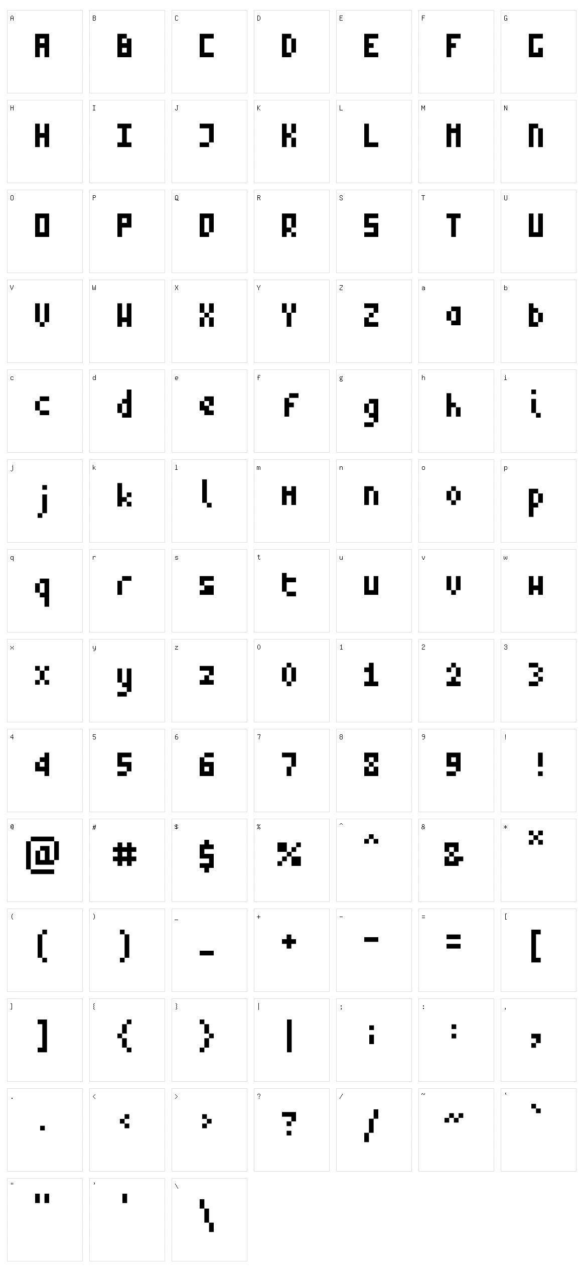 Zepto Character Set
