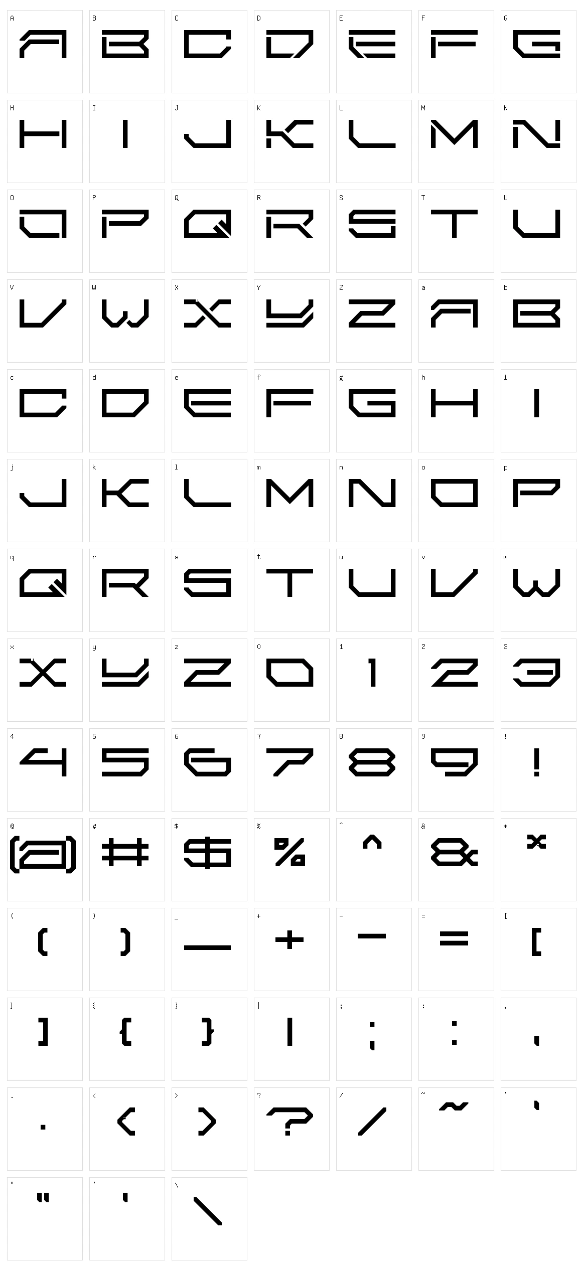 2589 LDR Character Set