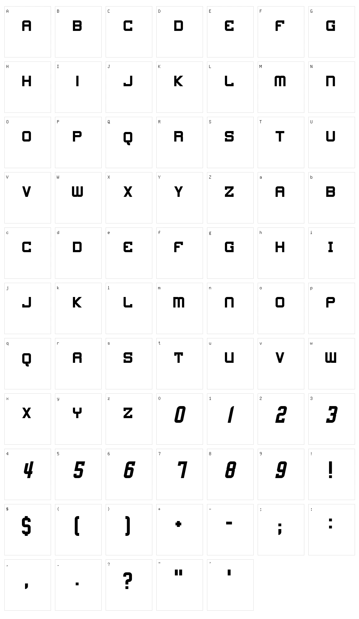 4th and Inches Character Set
