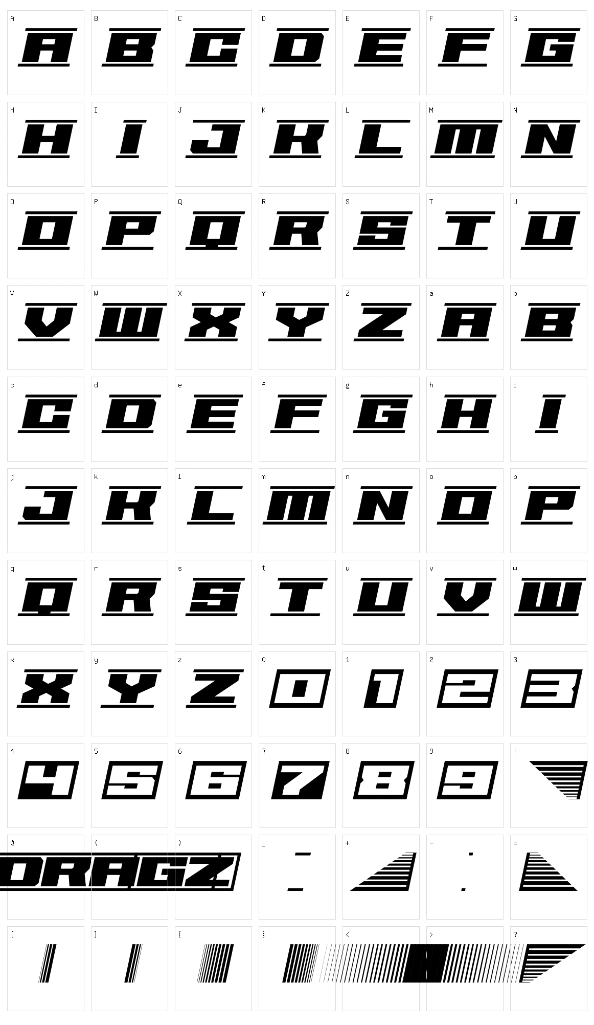 62 Dragz Character Set