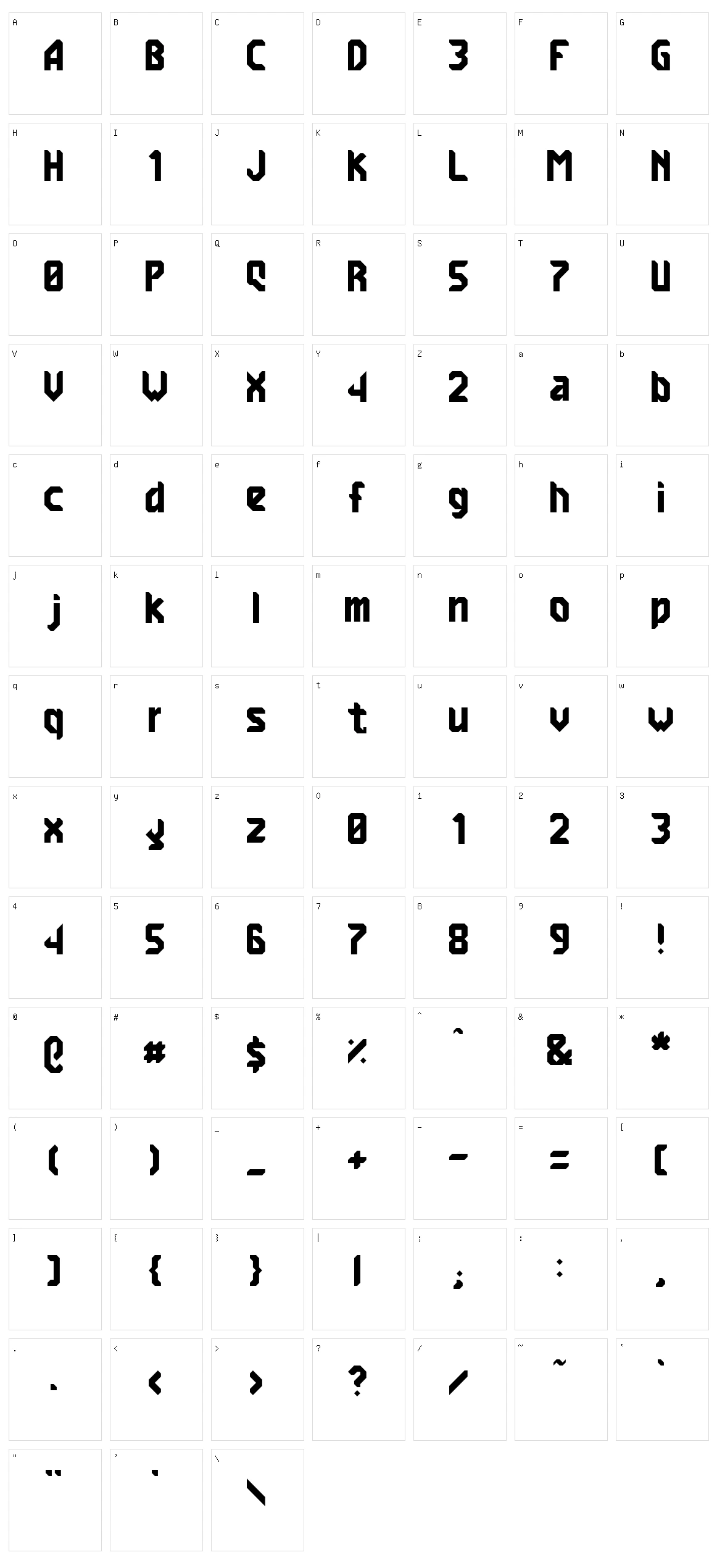 7ABL3 Character Set