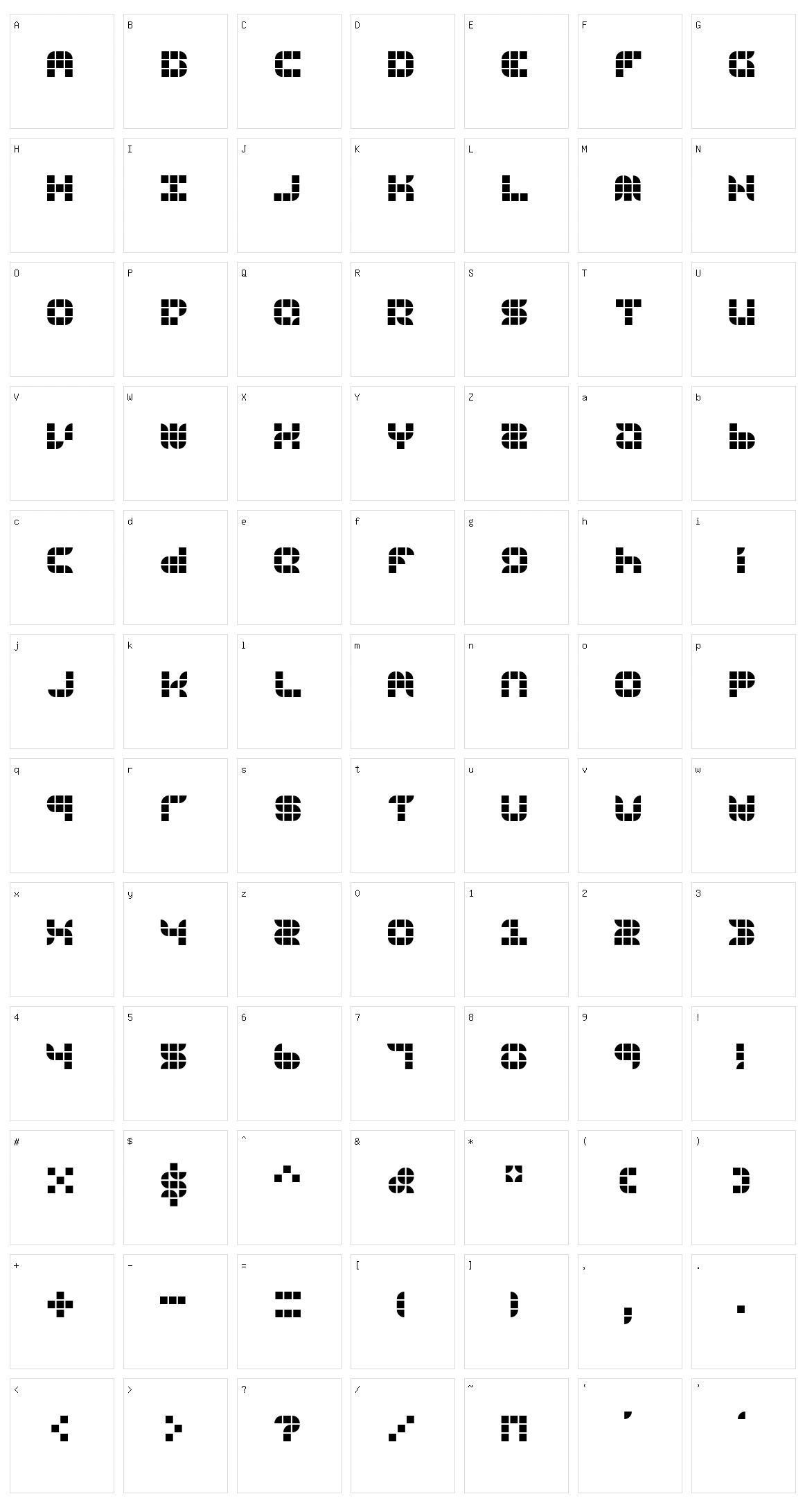 9sqgrd Character Set
