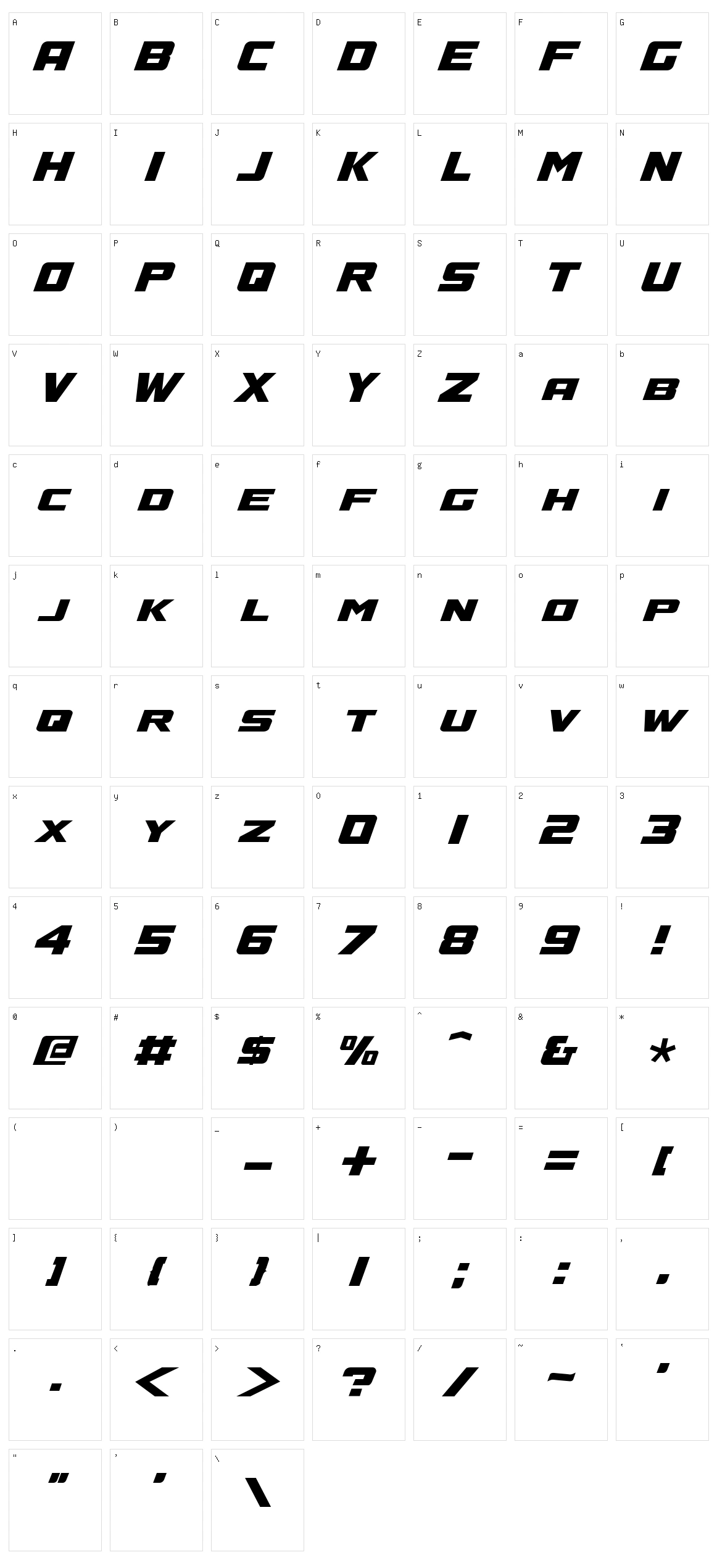 A4 Speed Character Set