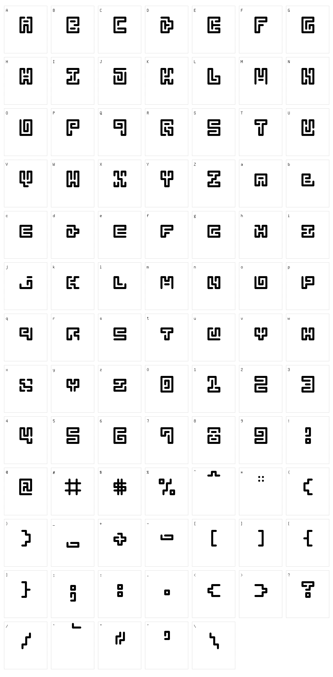 Abstract Labyrinth Rounded Character Set