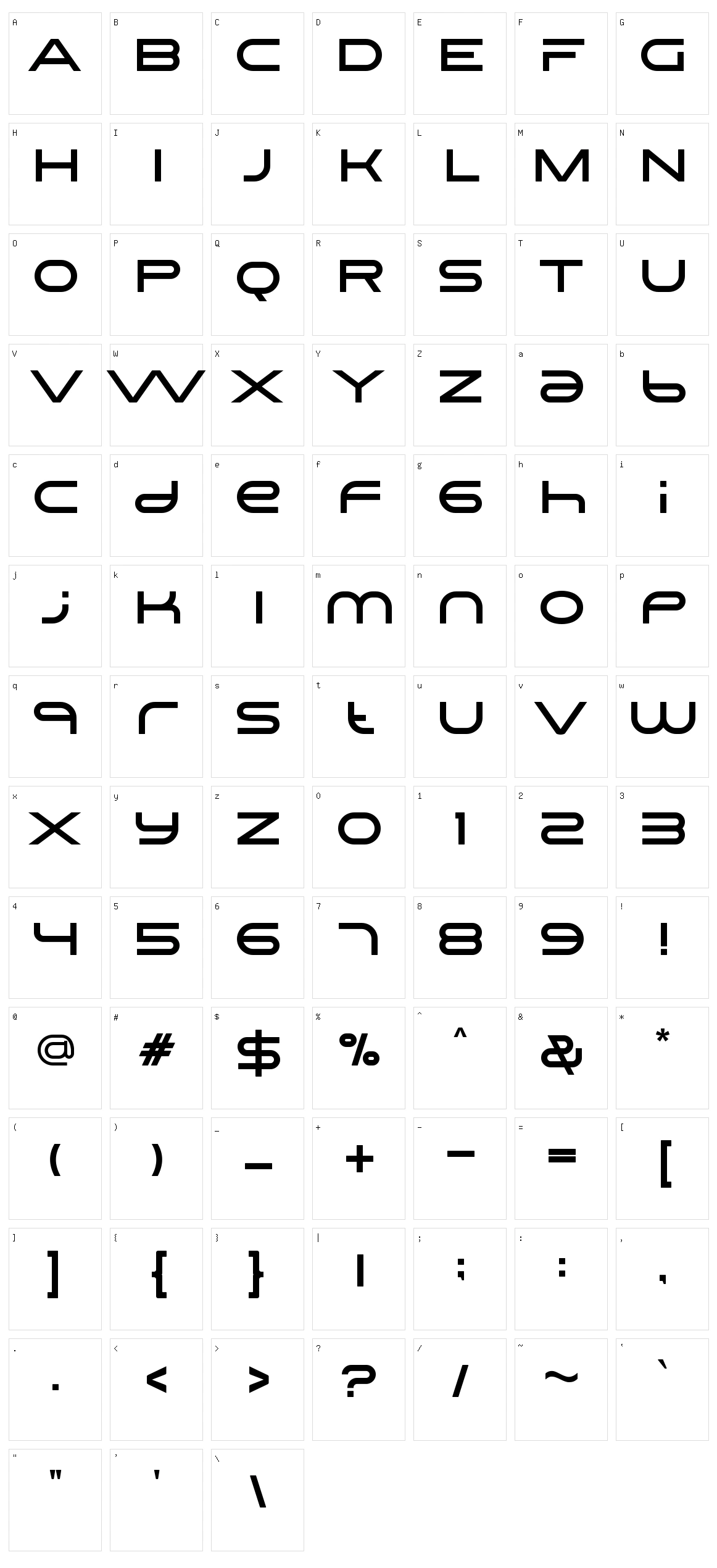 Aeros Character Set