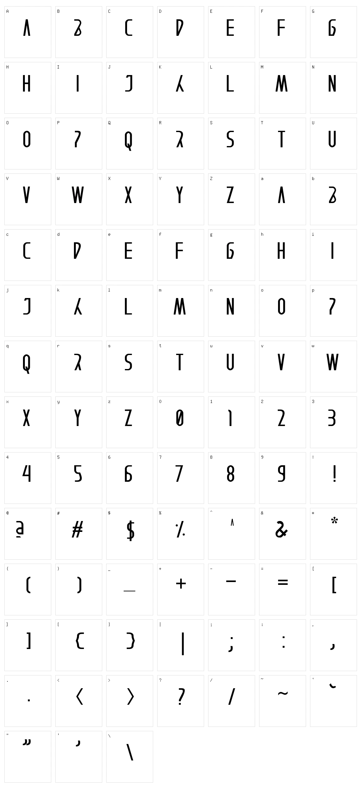 Afterain Character Set