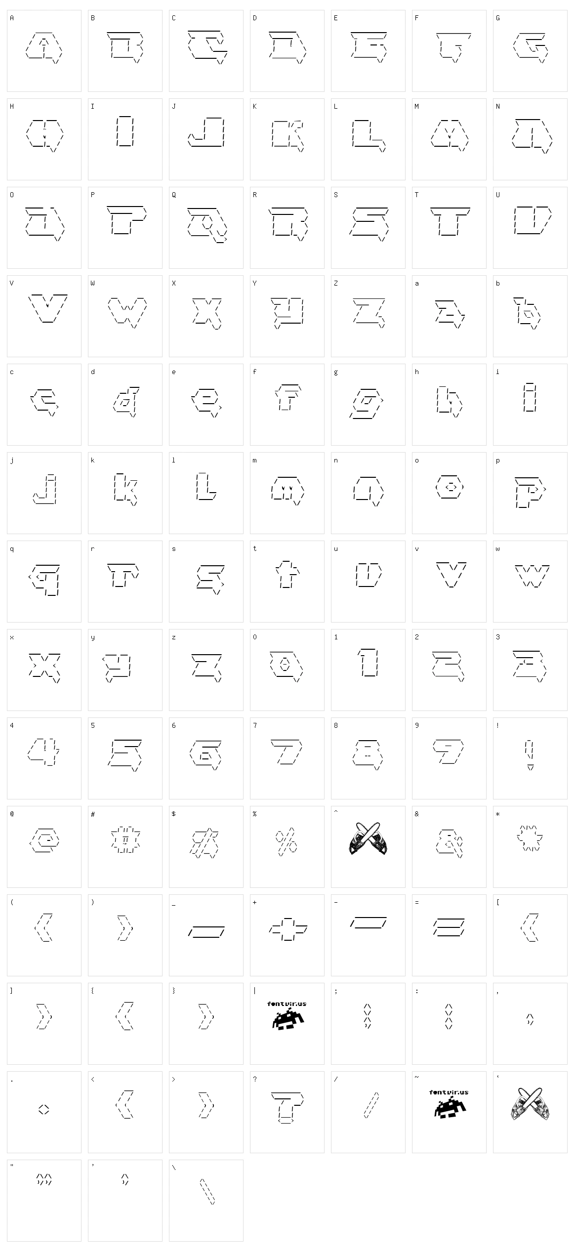 Asciid Character Set