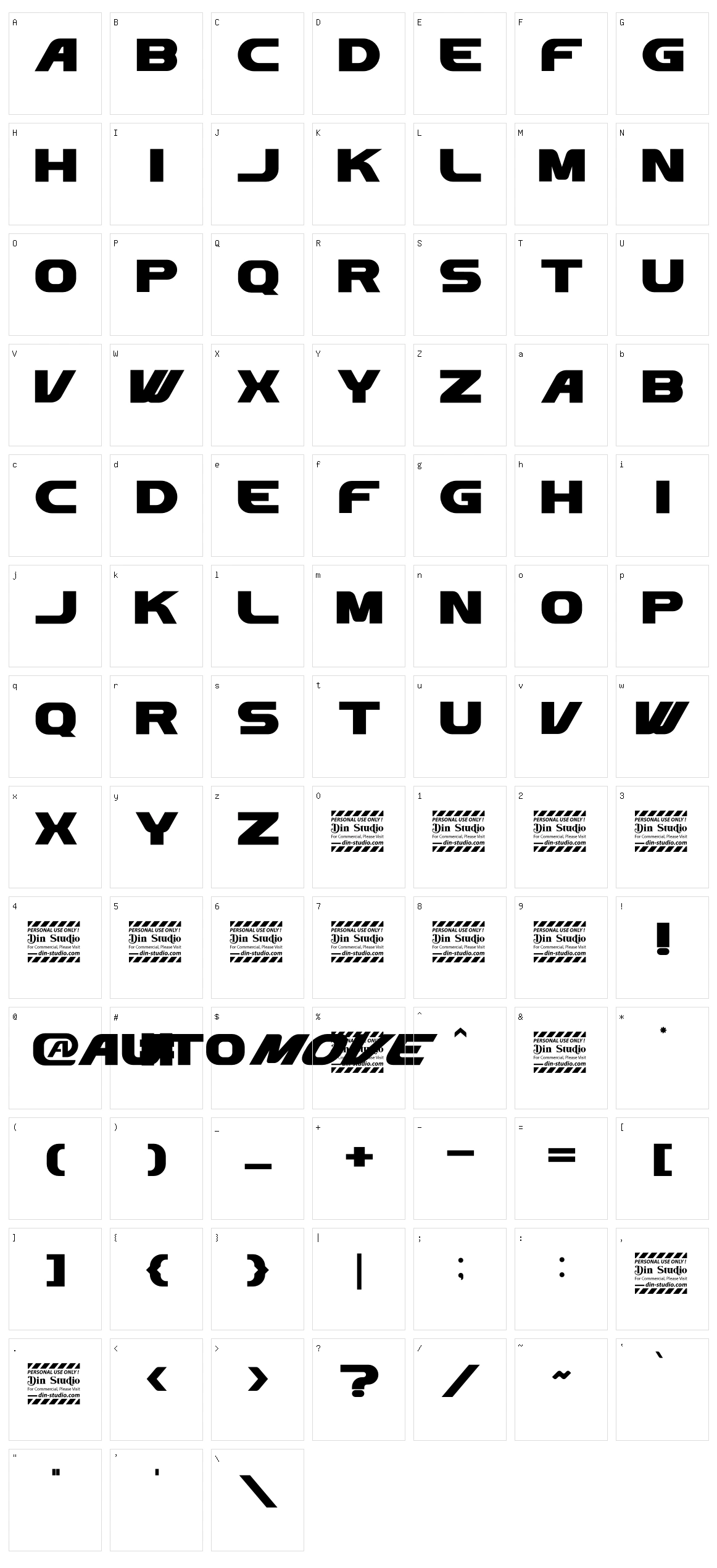 Automove Character Set