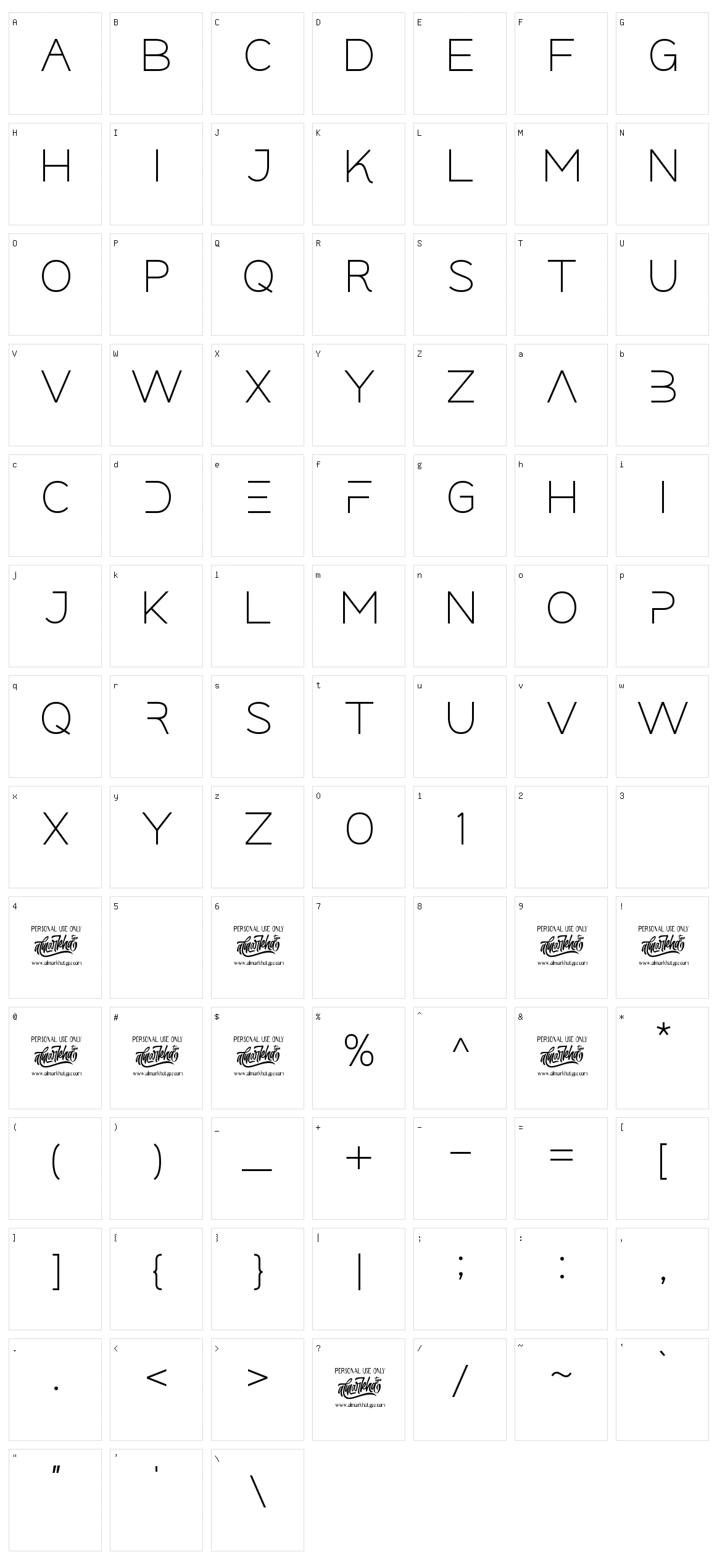 Averox Character Set