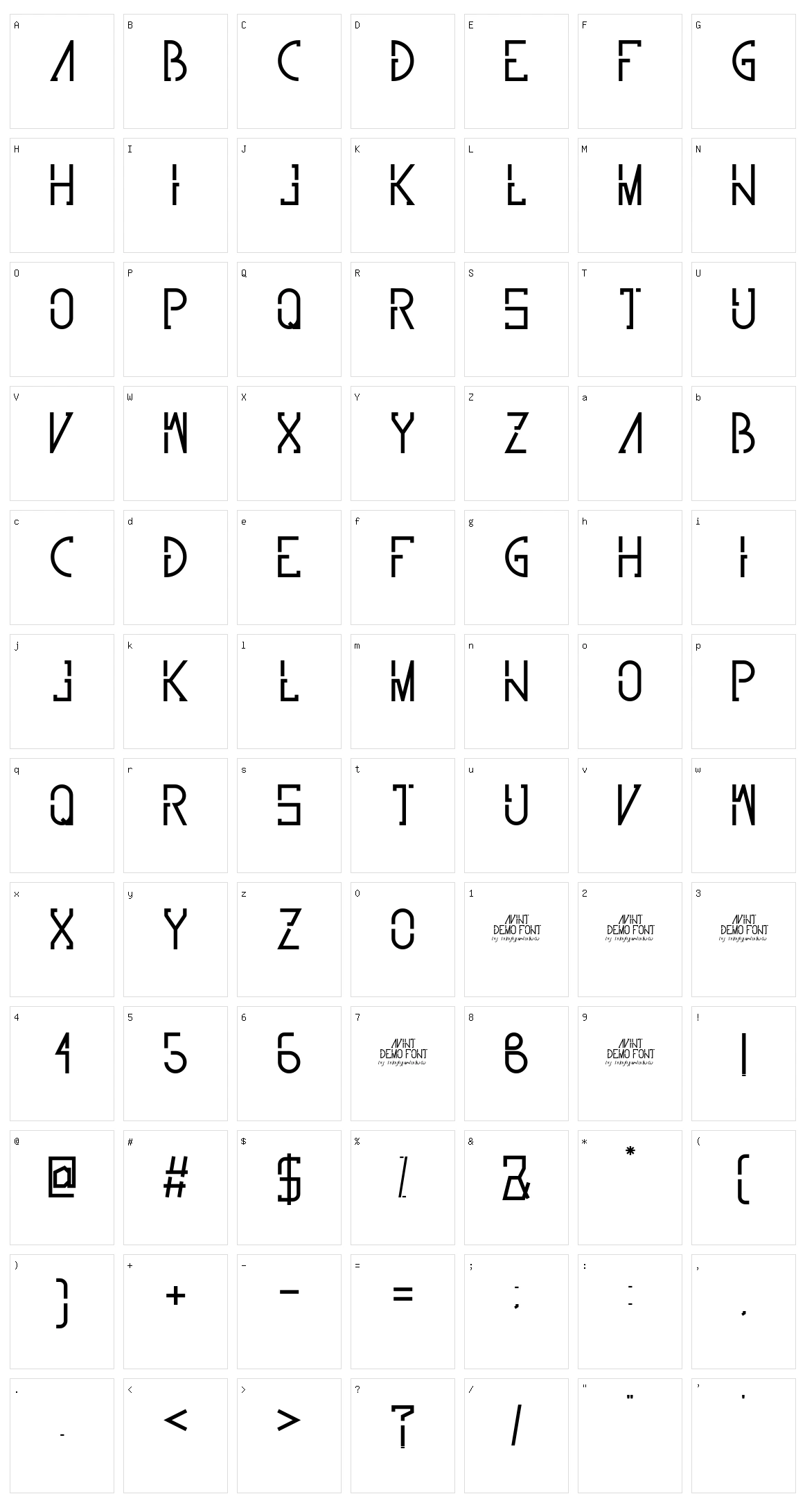Avint Character Set