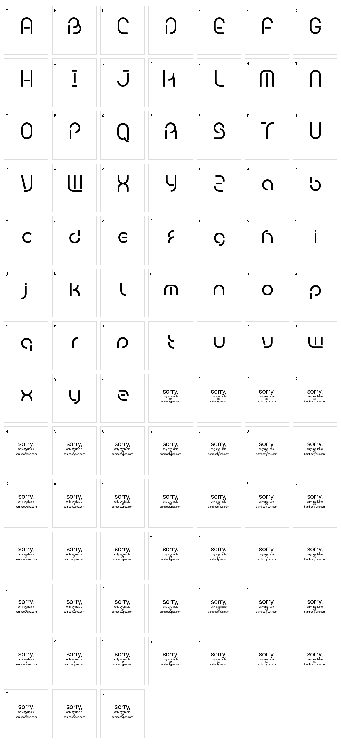 Bambhout Character Set