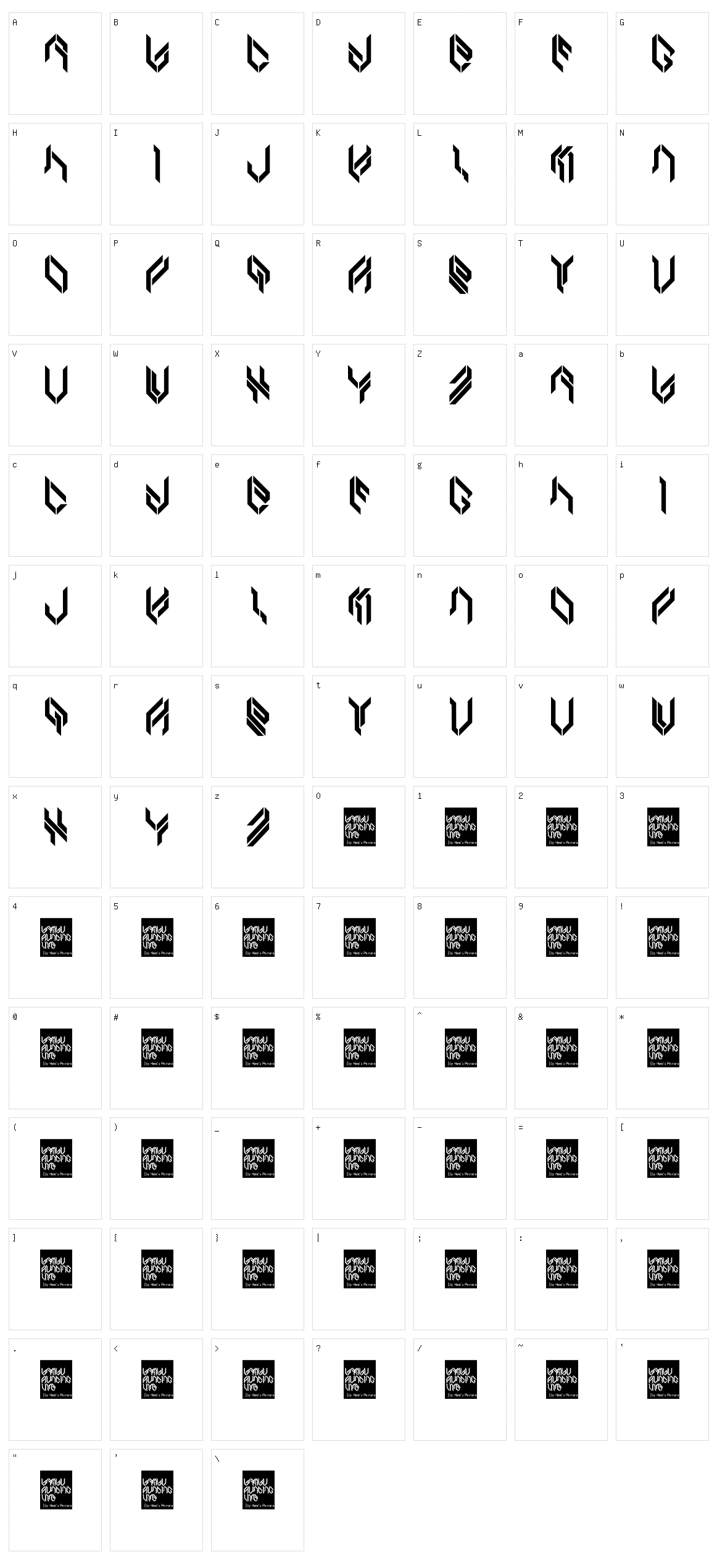 Bambu Runcing Character Set