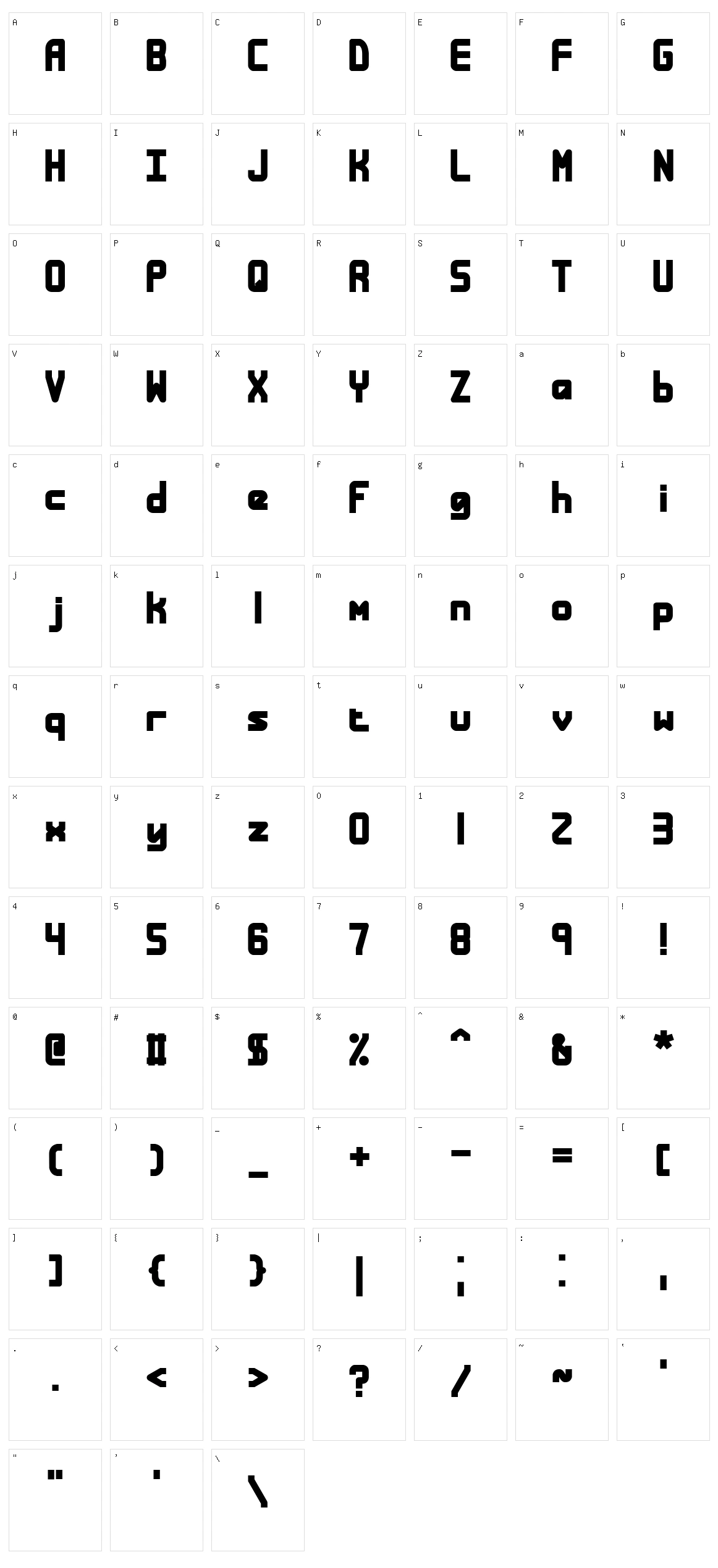 Bandwidth Character Set
