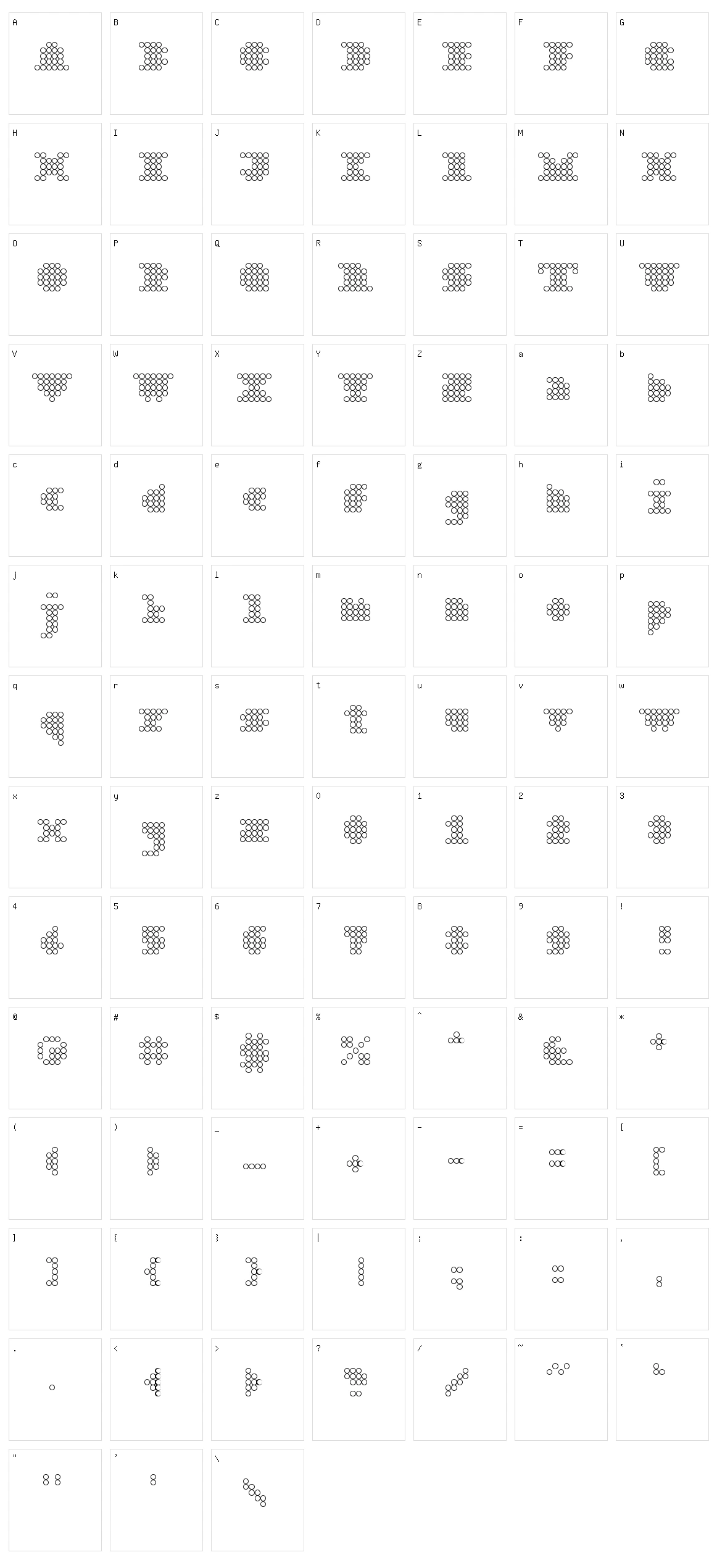 Bar Dot Character Set