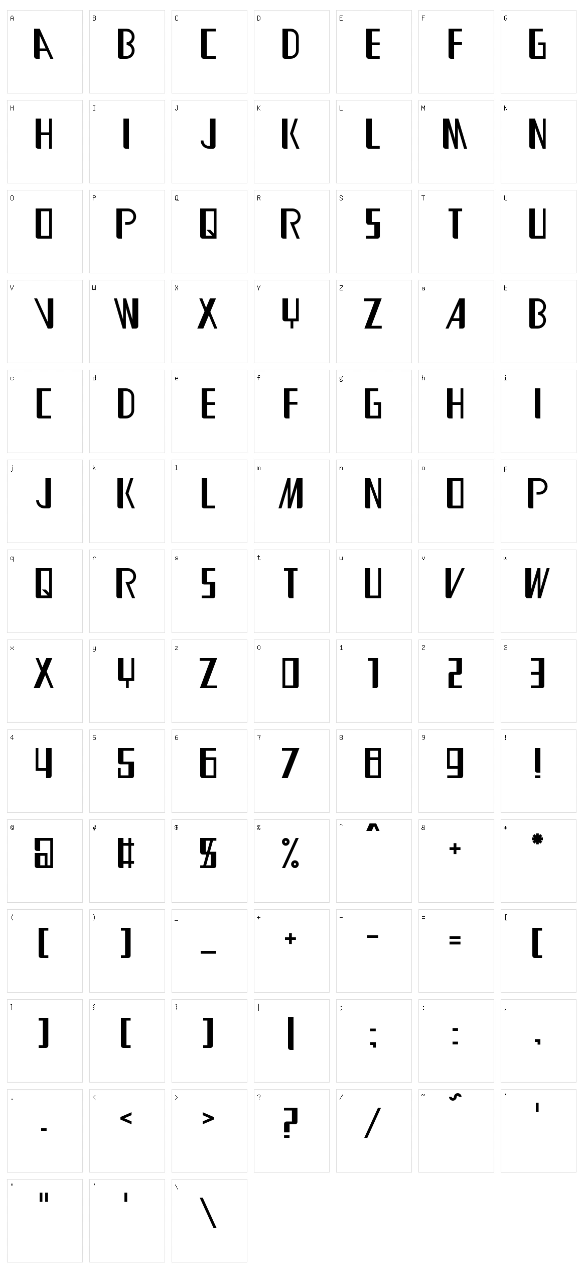 BD Equipment Character Set