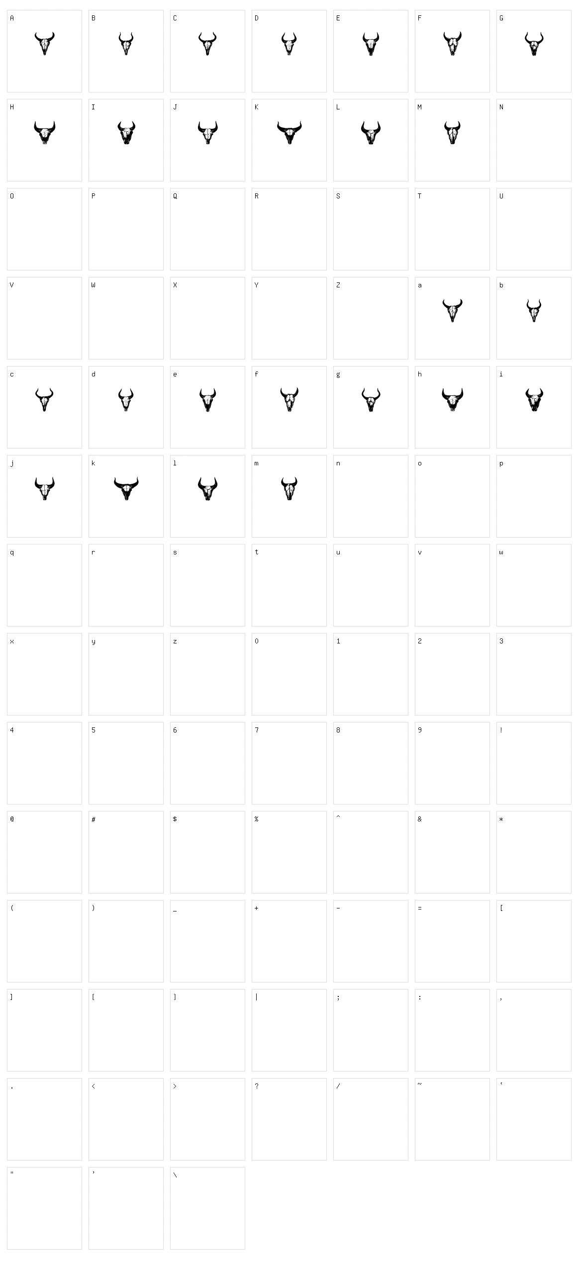 Bull Skulls Character Set