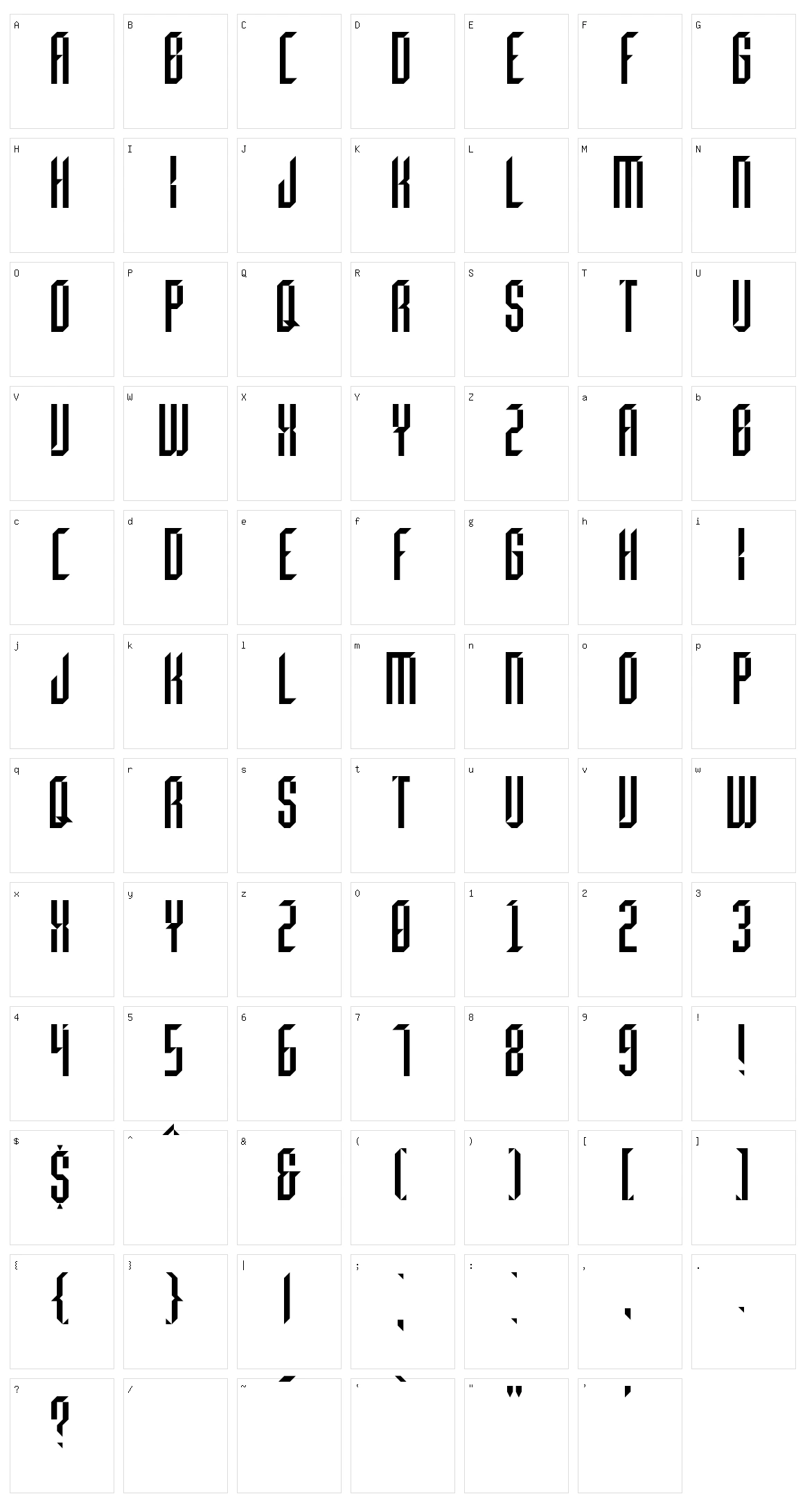 Beheaded Character Set