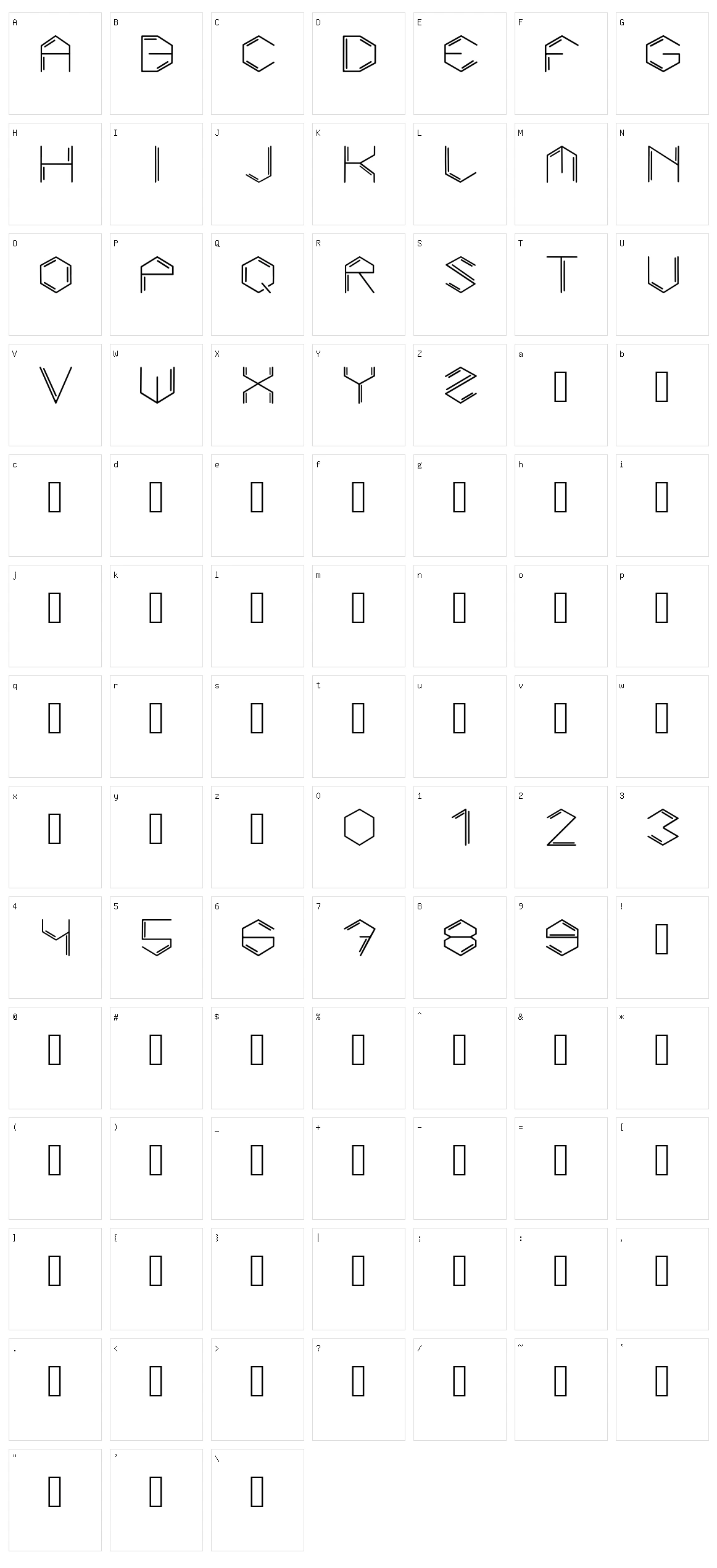 Benzeno Character Set