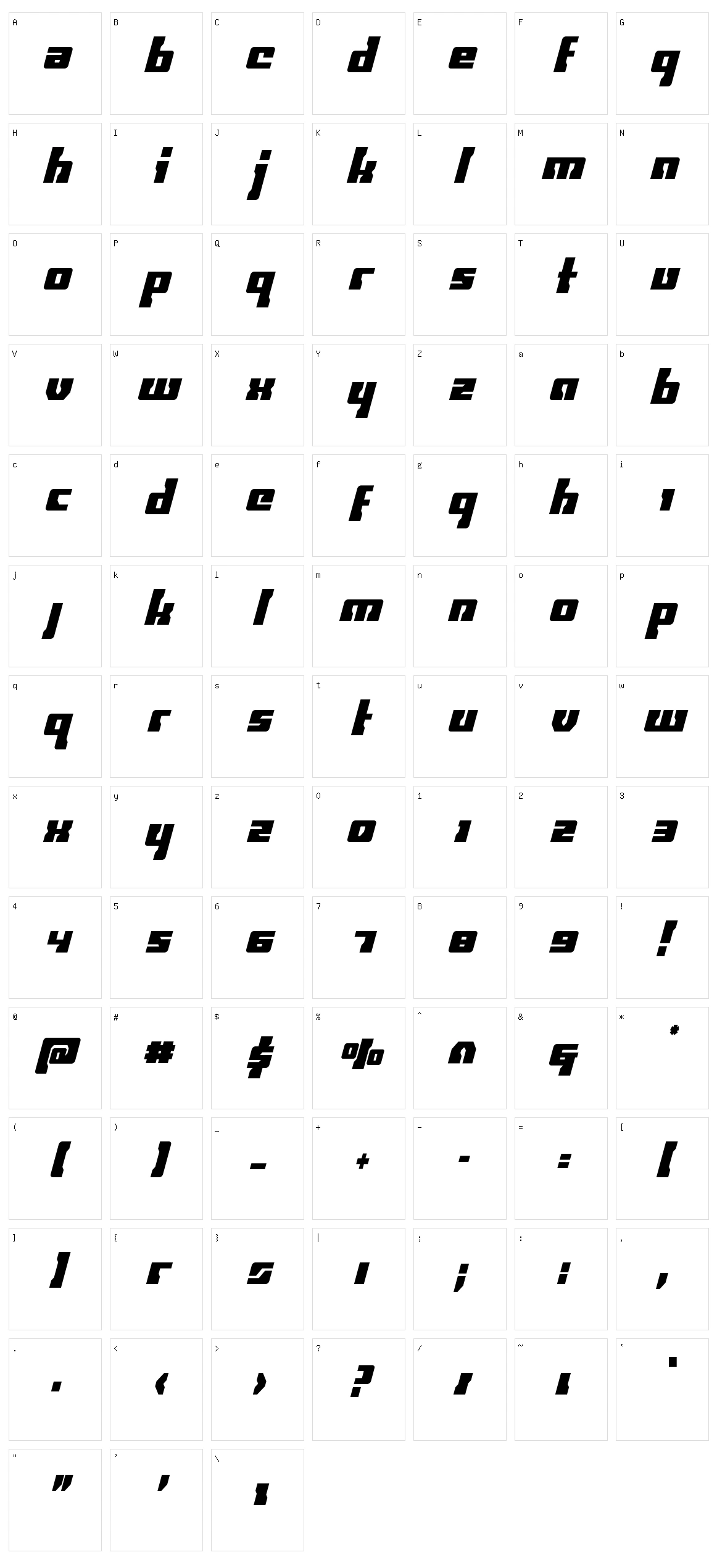 Big Blue Bug Character Set