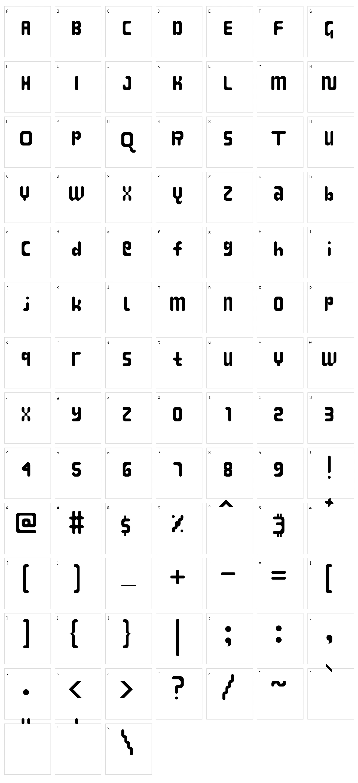 Bikang Struck Character Set