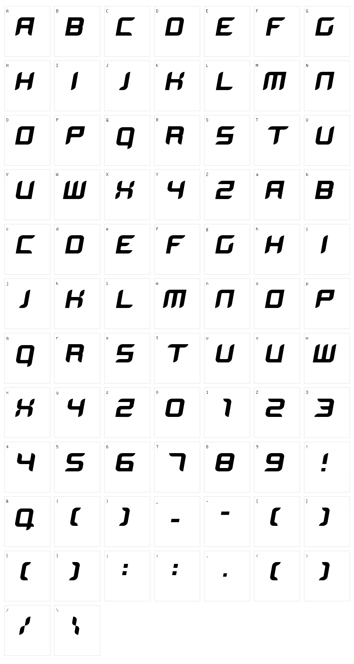 BloodWax Character Set