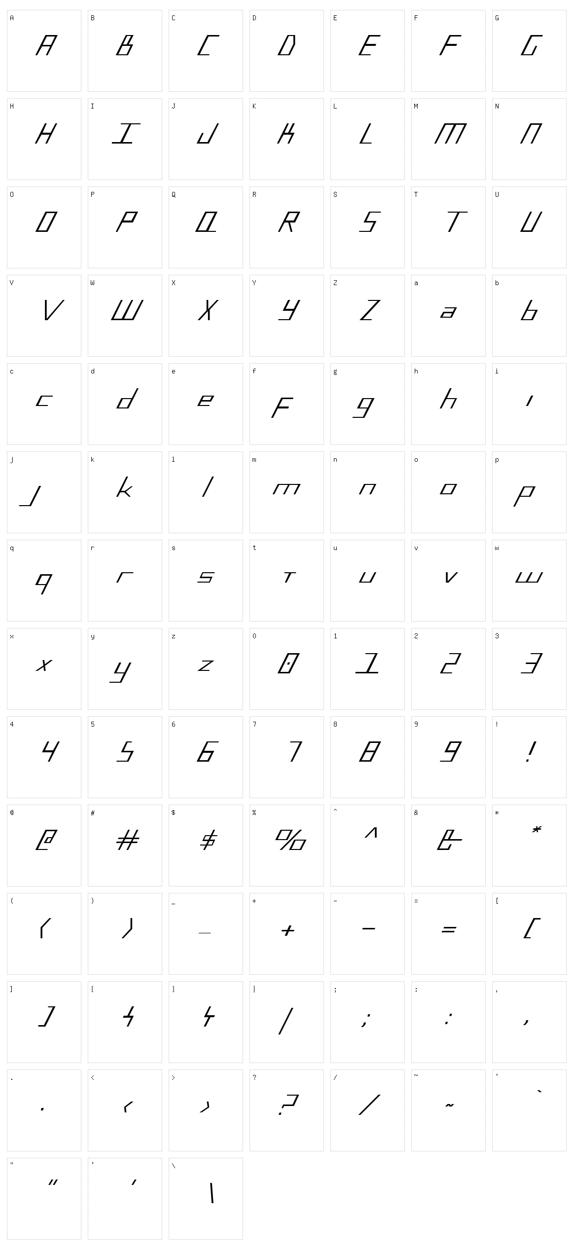 Blue July Character Set