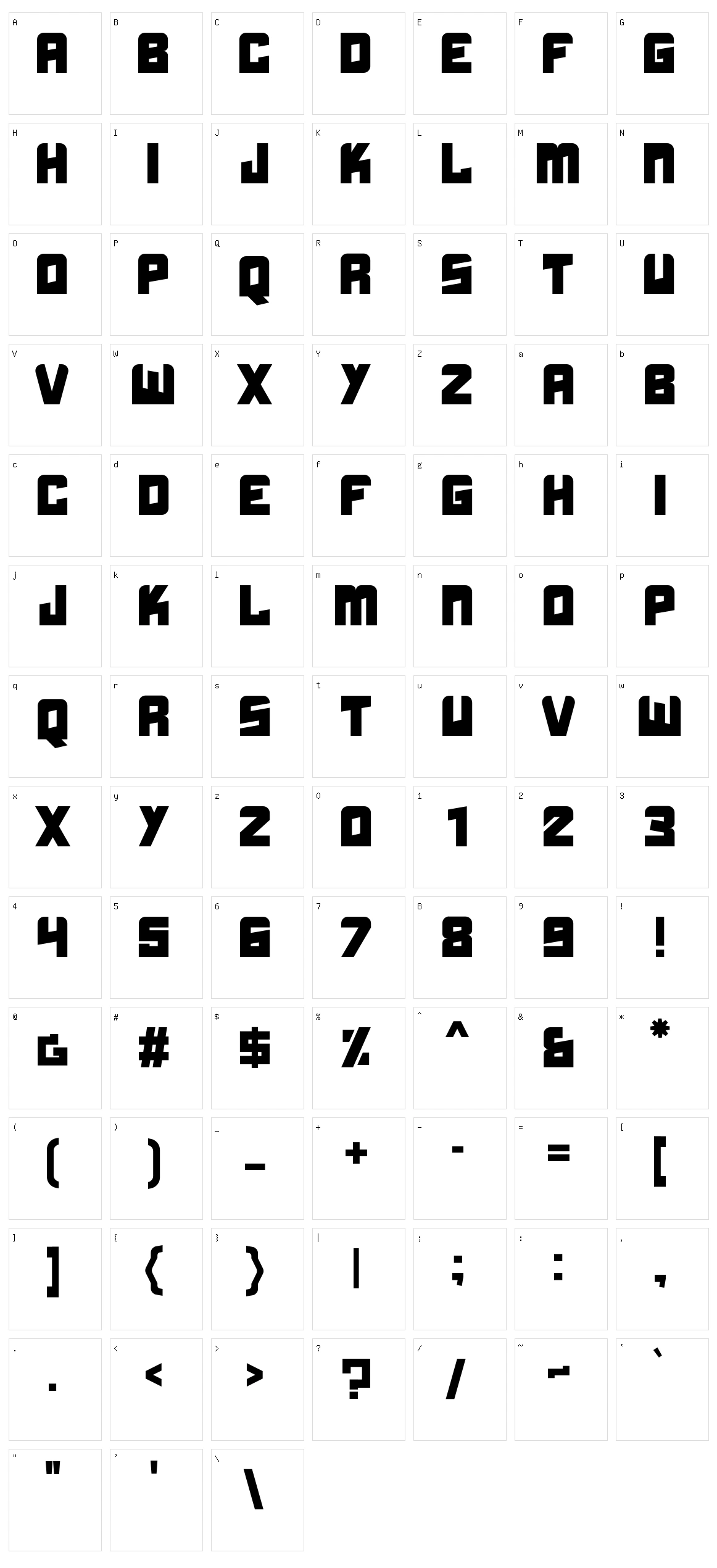 Boldhead Character Set