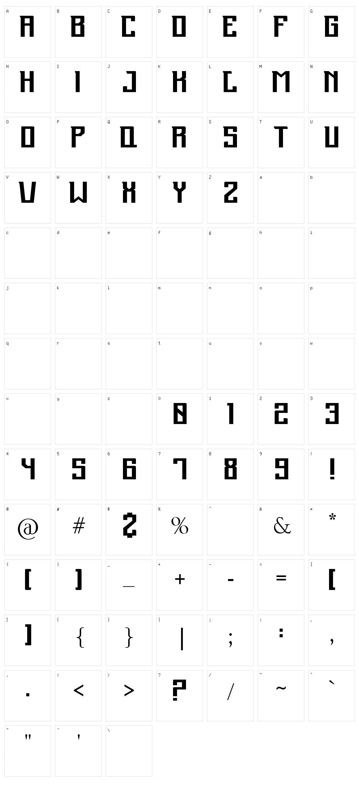 Brak Font Character Set