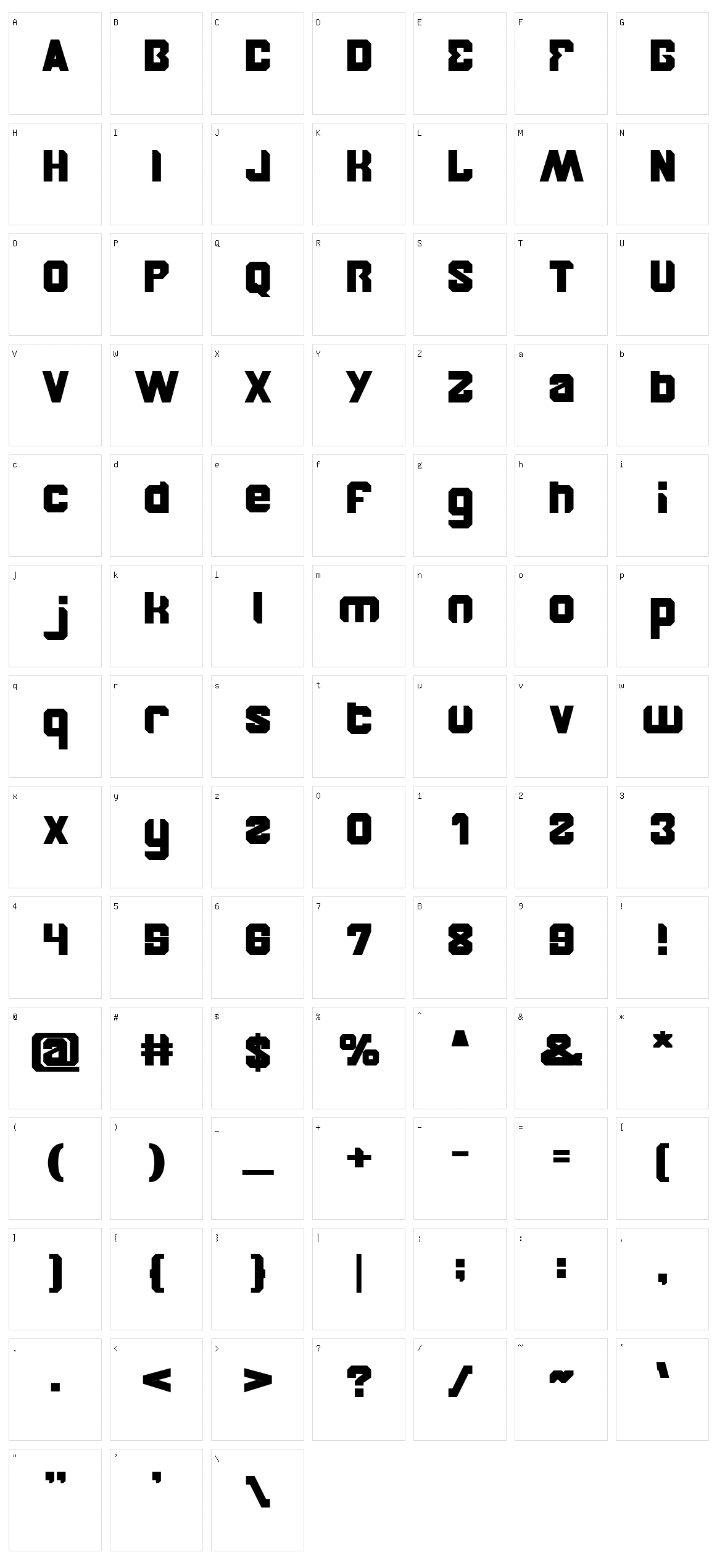 Brother Character Set