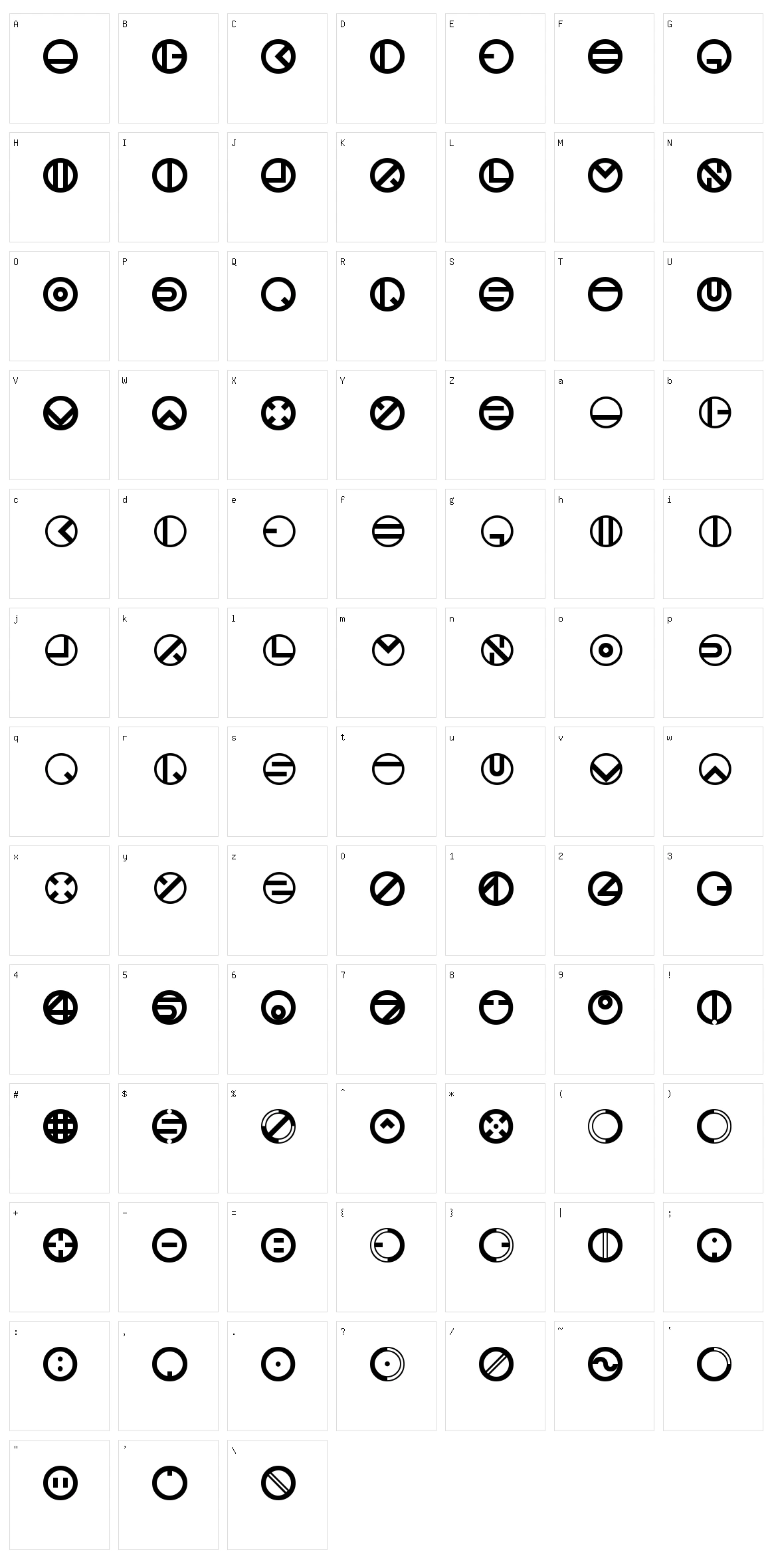 Bublet Character Set