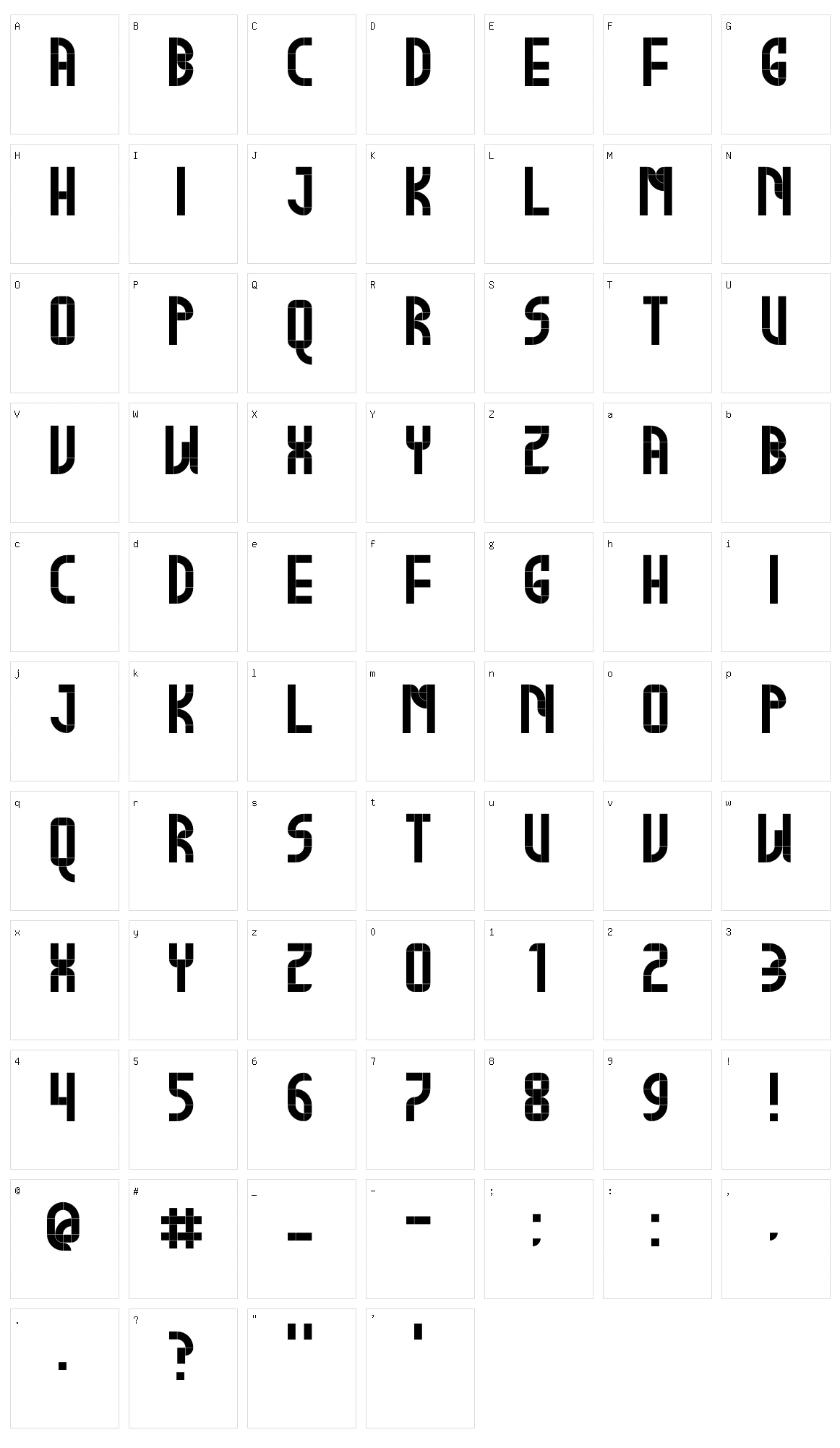 Buglego Character Set