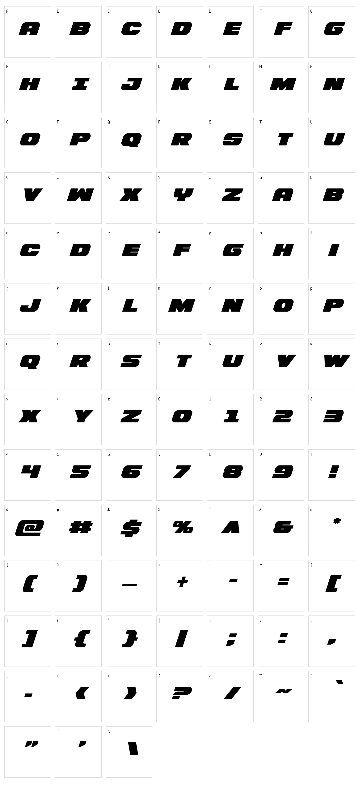 Bummer Character Set