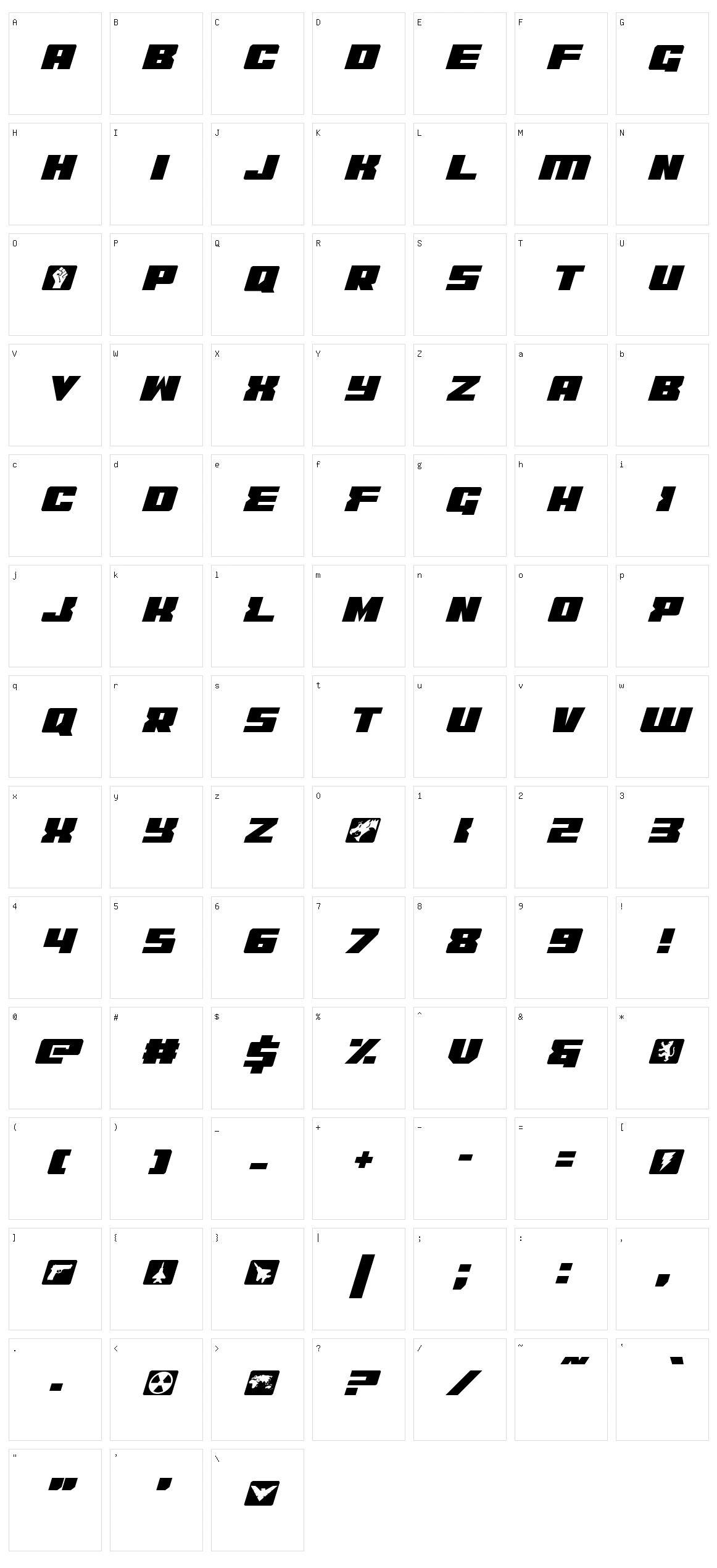 C.O.D.E.R. Character Set