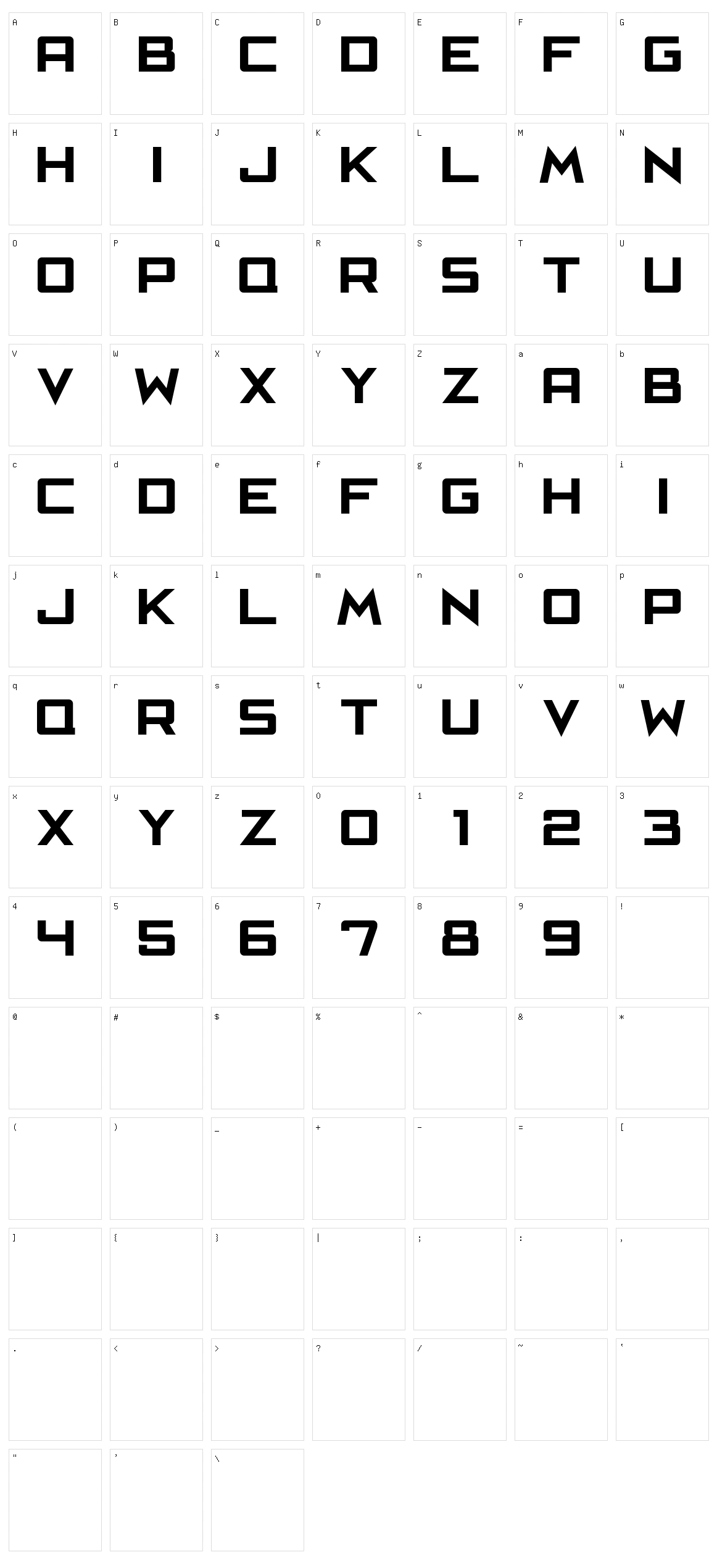 Cafe Nero M54 Character Set