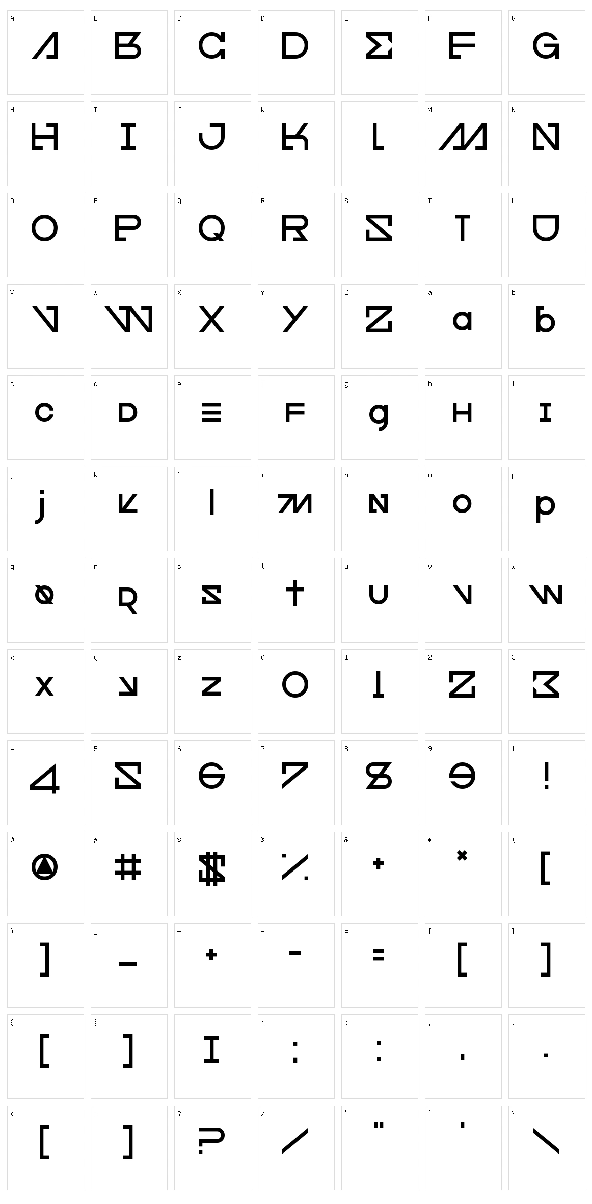 Cfour Character Set